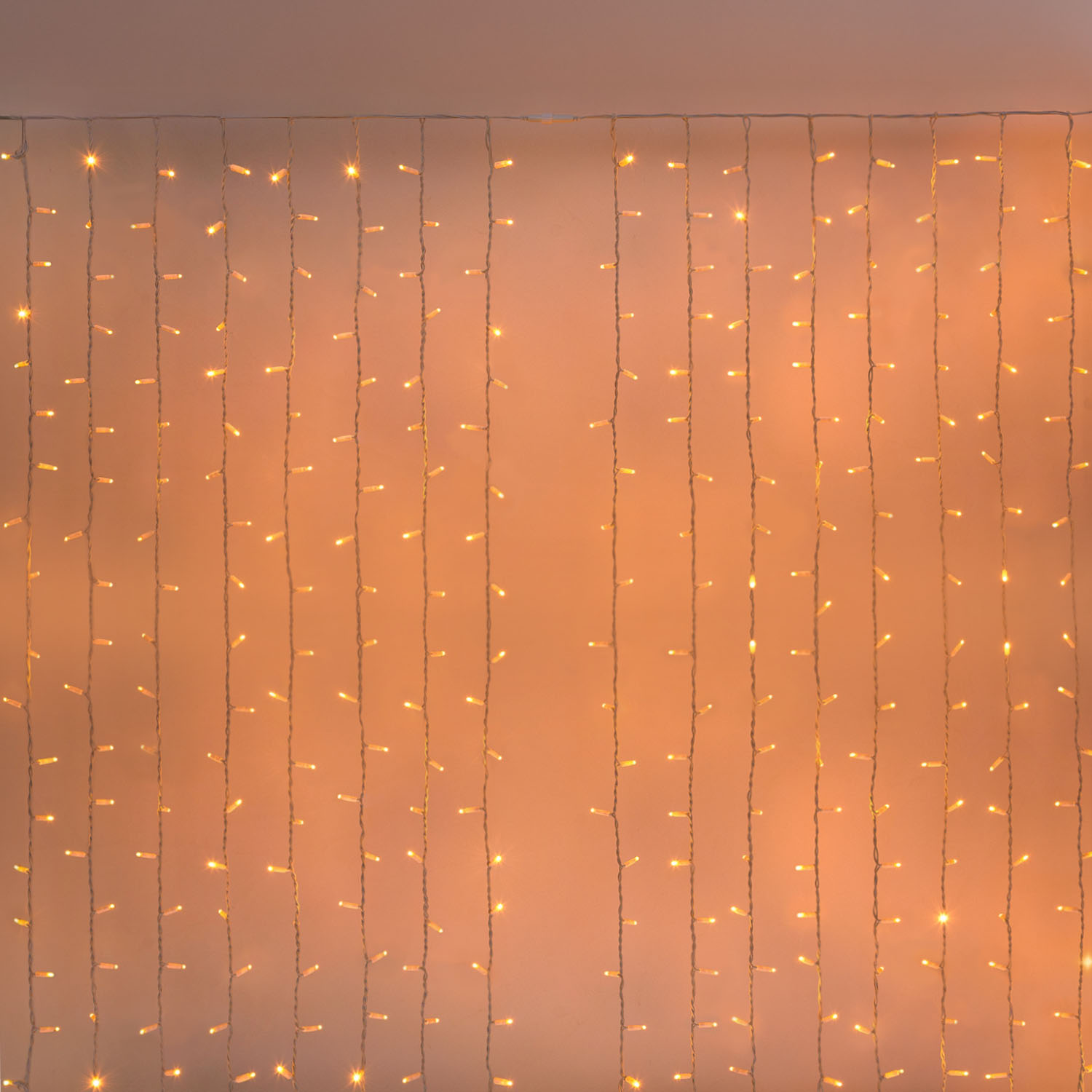 Cortina 2 x h 2 m, 320 maxiled blanco cálido, cable blanco, prolongable, IP67