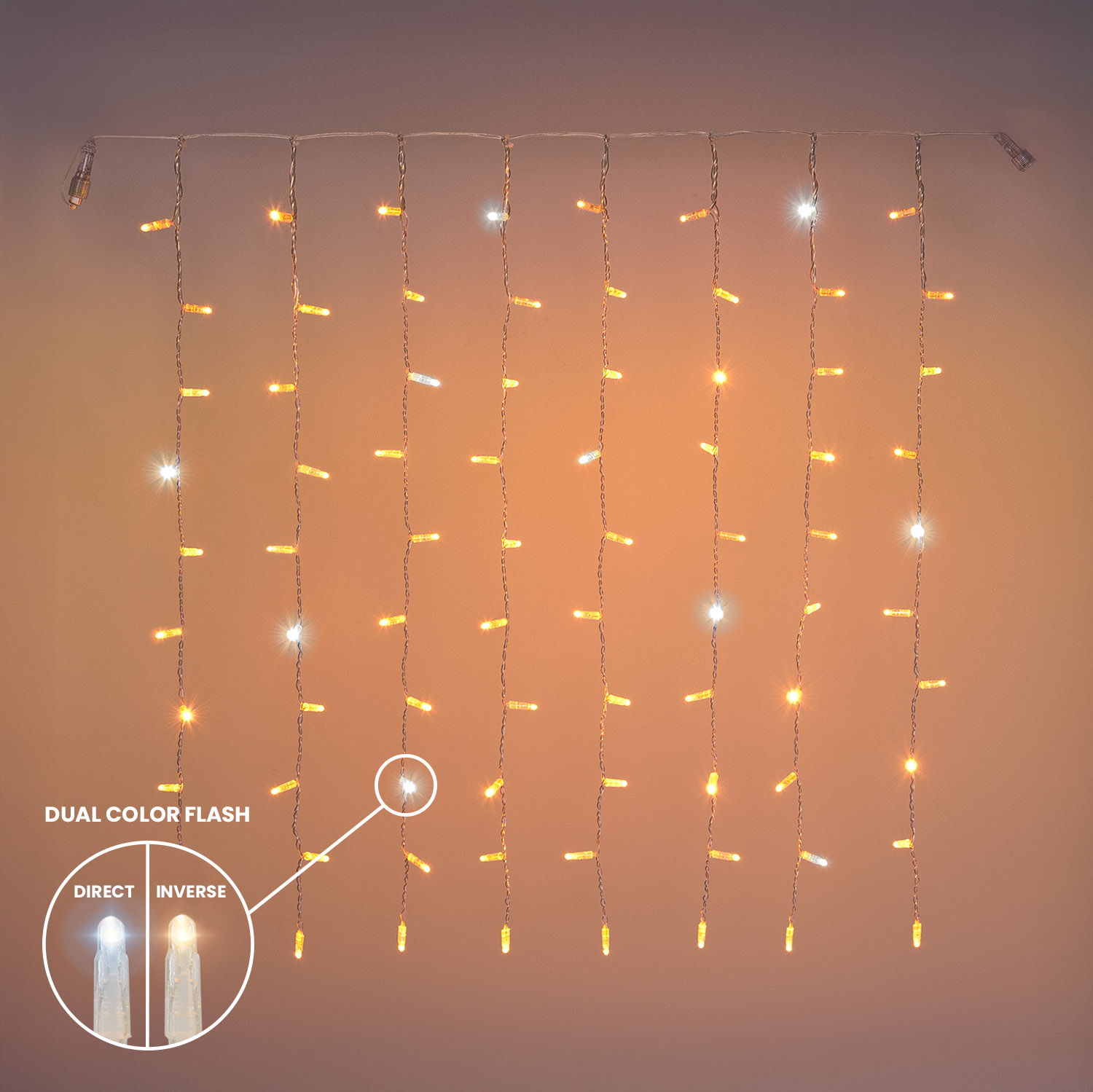 1 x h 1 m Warm White Connect ProLine 36V Curtain Lights, 80 maxiLEDs, transparent cable