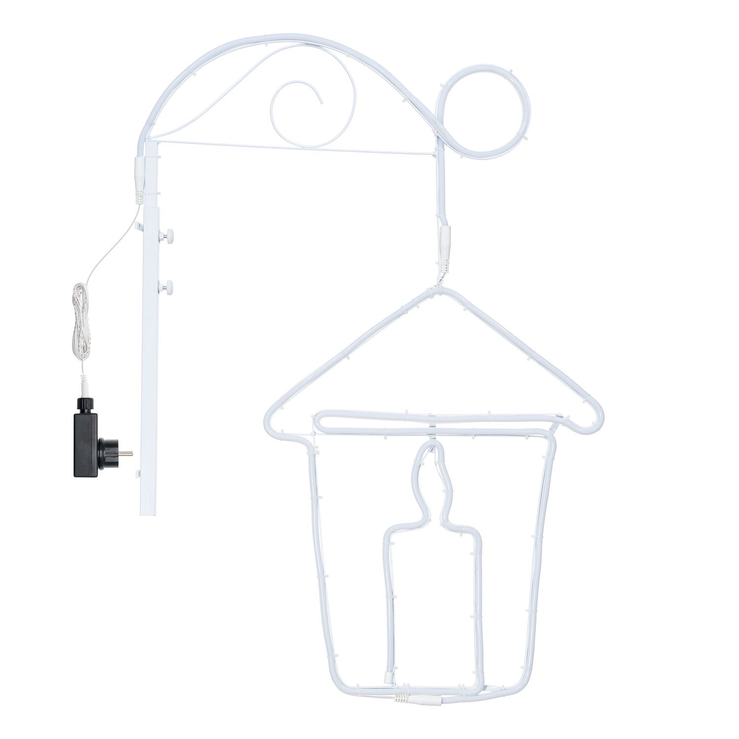 Lanterna con candela in tubo effetto neon led, supporto bianco caldo 3 Lanterna con candela in tubo effetto neon led, supporto bianco caldo 3