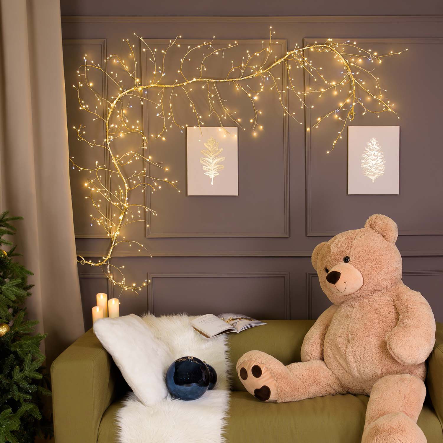 Zweig-Climber Champagner 3 m, 504 Warmweiße und kalte Blinkende Mikro-LEDs, Silbernes Metallkabel, Innenbereich Zweig-Climber Champagner 3 m, 504 Warmweiße und kalte Blinkende Mikro-LEDs, Silbernes Metallkabel, Innenbereich