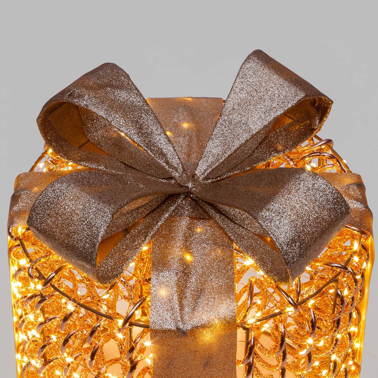 Set 2 Pacchi Regalo 3D Rose Gold, filo a spirale, forma cilindrica, led bianco caldo 4