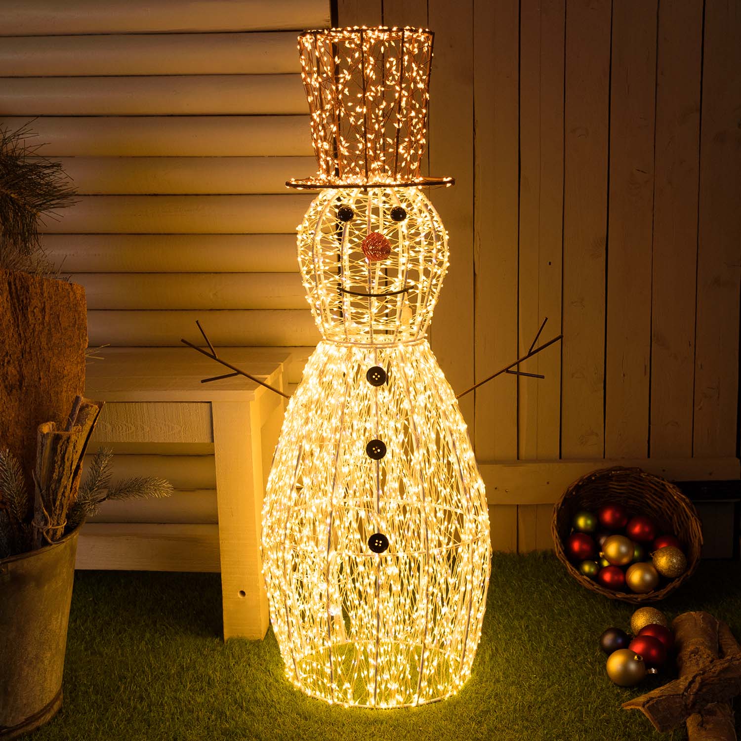 Bonhomme de Neige 3D, h. 100 cm, microled haute densité blanc chaud et froid, utilisation en intérieur 3 Bonhomme de Neige 3D, h. 100 cm, microled haute densité blanc chaud et froid, utilisation en intérieur 3