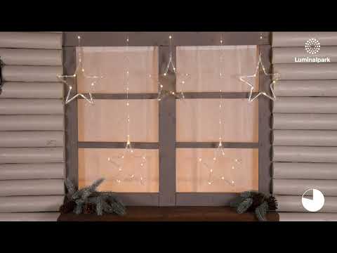 Fensterlichter mit Batteriebetrieb, 5 Sterne Ø 23 cm, Höhe 0,86 m, 80 warmweiße Mikro-LEDs 2