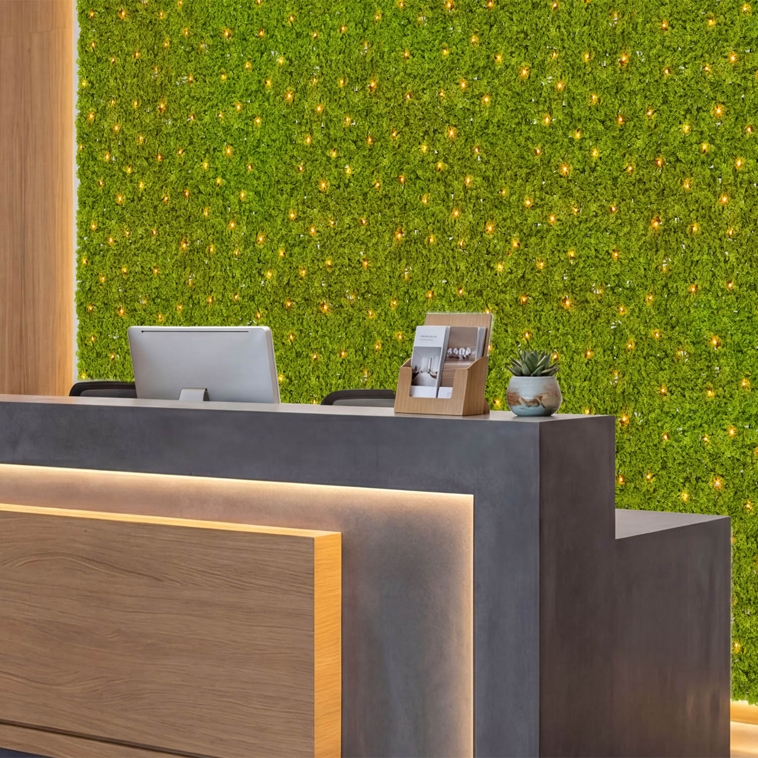 Panneau de Lichen artificiel vert acide Green Wall Light, 16 Maxiled Dual Color blanc chaud 2