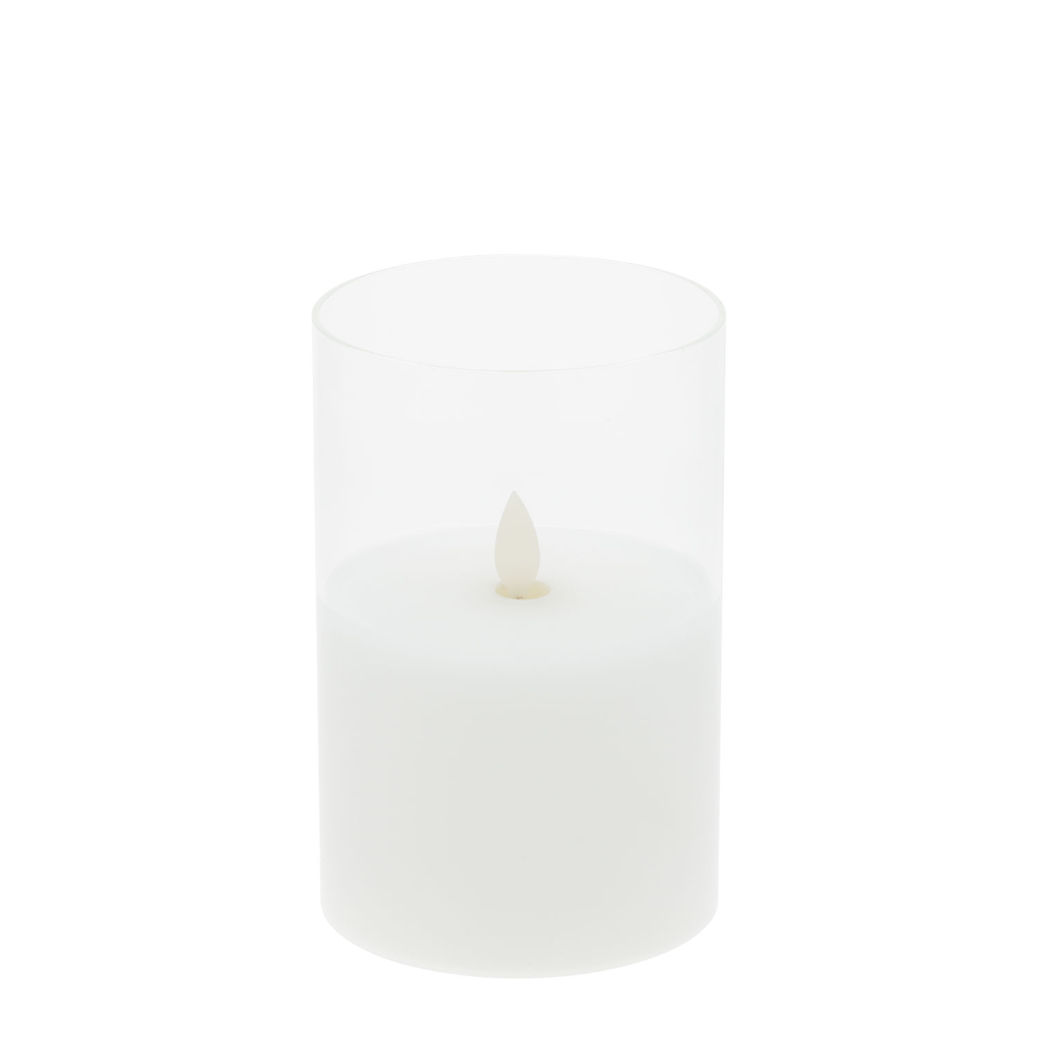 Pillar Candle in clear glass cylinder, white wax, h 15 cm 5 Pillar Candle in clear glass cylinder, white wax, h 15 cm 5