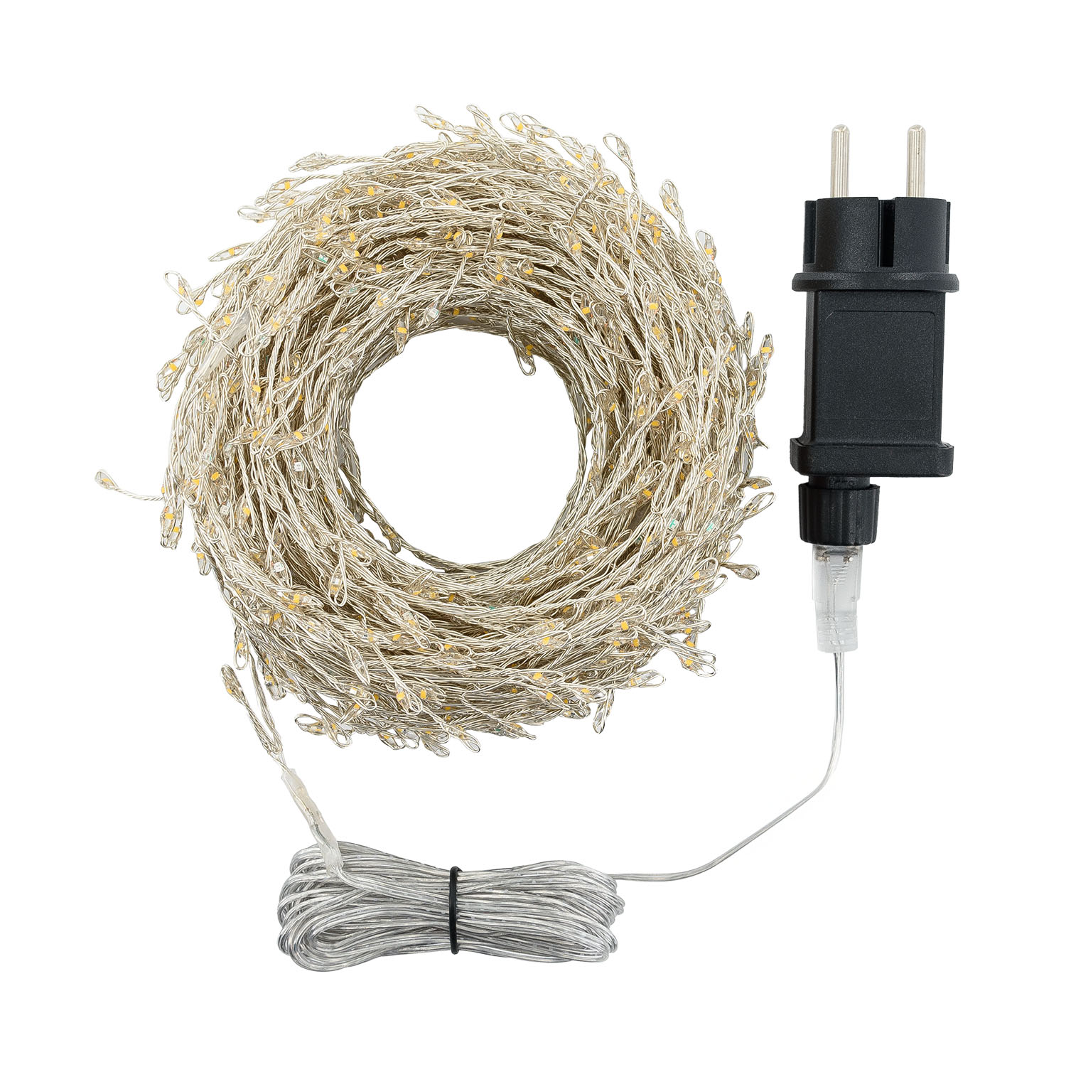 Catena Nastro di Luce 20 m, 1000 microled bianco caldo e RGB, cavo metal argento 4