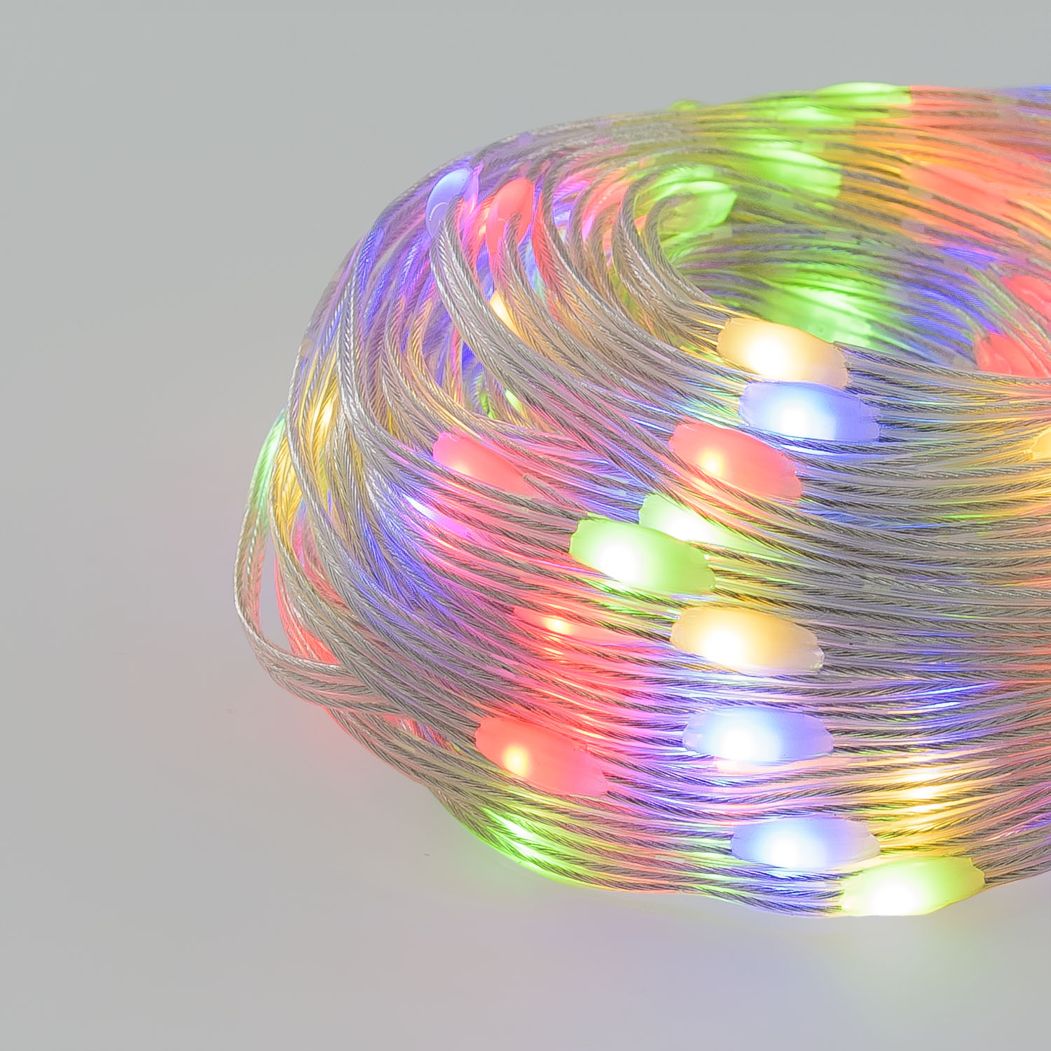 Catena 20 m, 200 Gocce di Luce Dual Color, led bianco caldo e multicolor, cavo trasparente 6