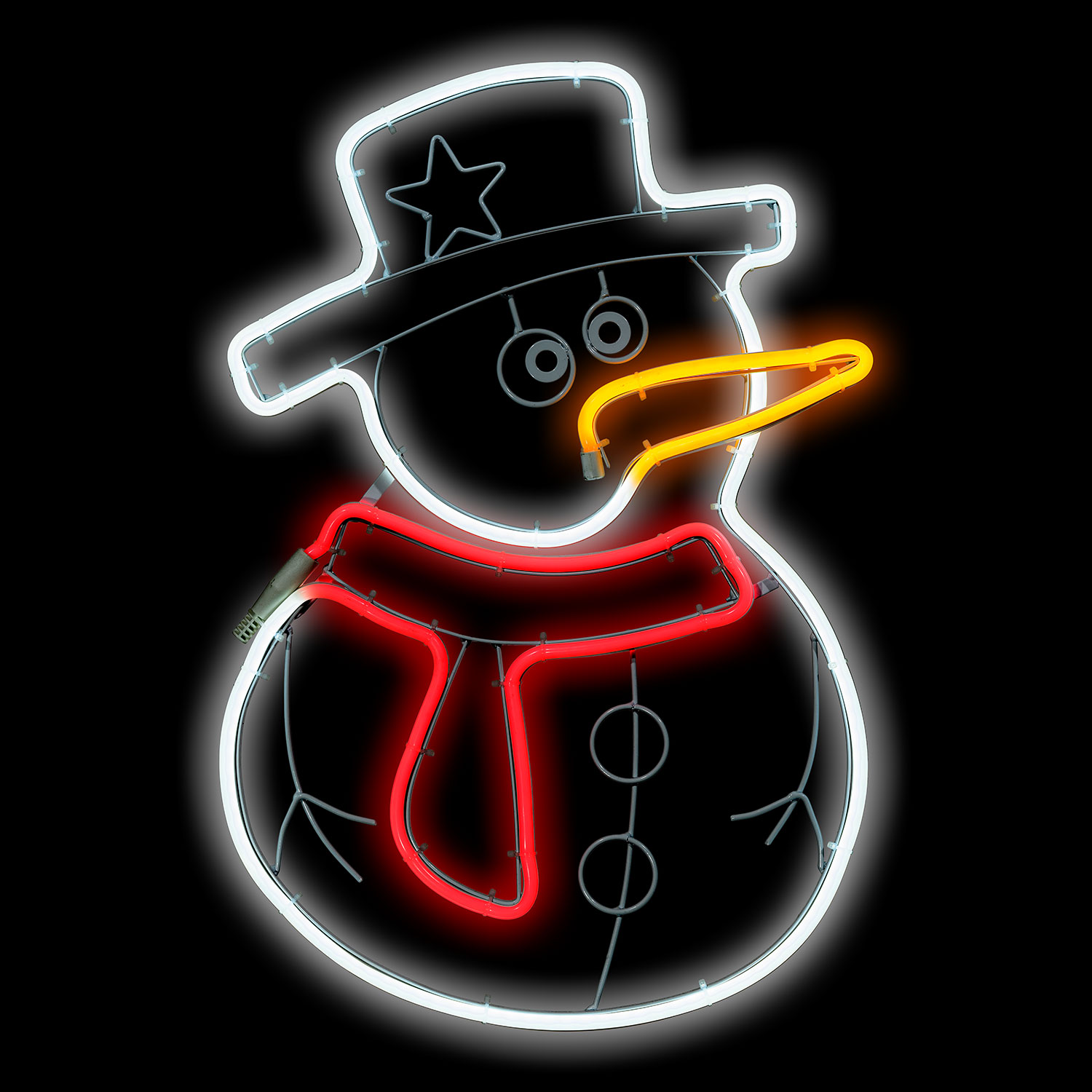 Lampe Bonhomme de neige en tube lumineux effet néon, 55 cm, led blanc froid, rouge et orange 4 Lampe Bonhomme de neige en tube lumineux effet néon, 55 cm, led blanc froid, rouge et orange 4