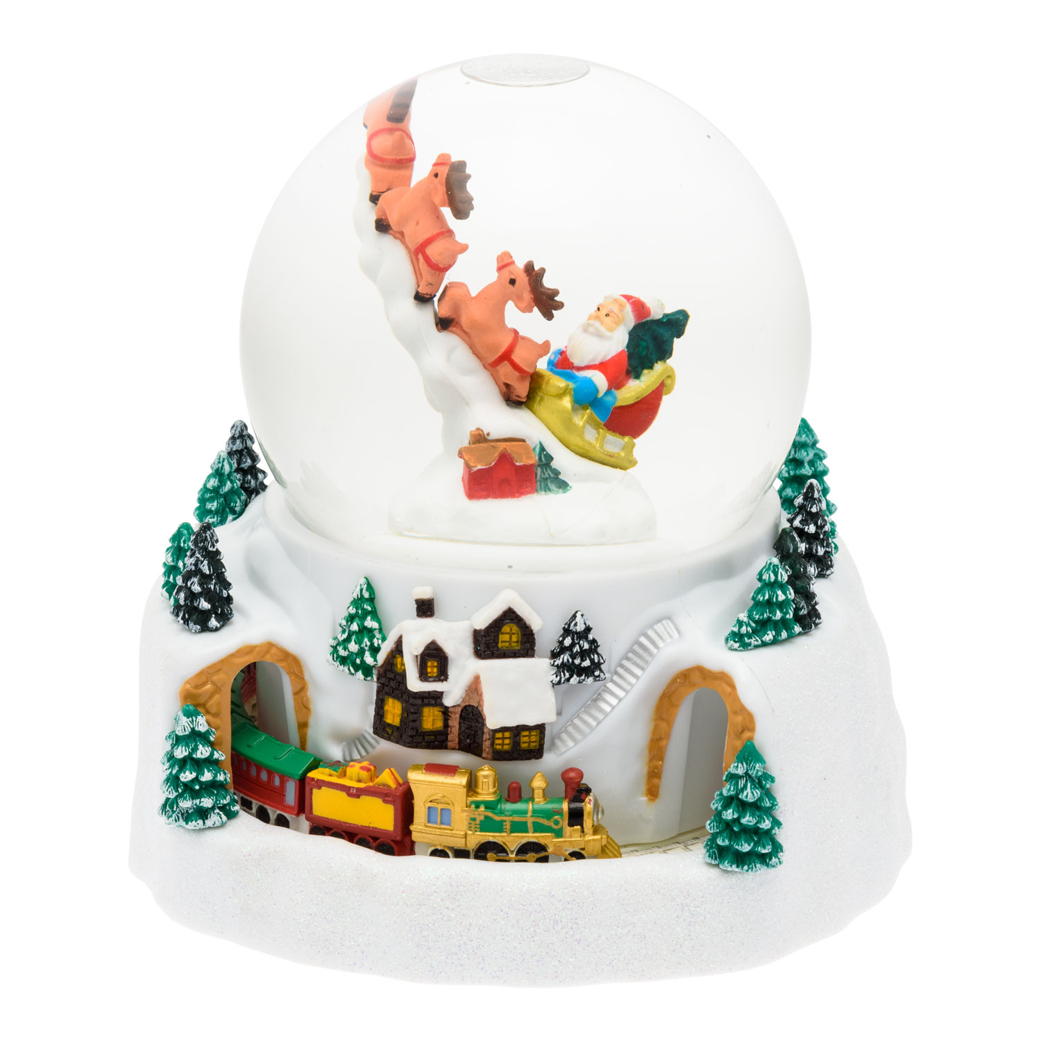 Lanterne paysage enneigé avec petit train en mouvement et sphère scintillante, h 18,5 cm, blanc chaud 3 Lanterne paysage enneigé avec petit train en mouvement et sphère scintillante, h 18,5 cm, blanc chaud 3