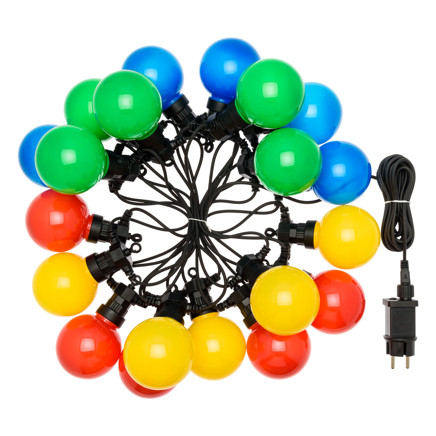 6 m Festoon Lights, 20 Ø 80 mm Coloured Bulbs, Filament LED 4 6 m Festoon Lights, 20 Ø 80 mm Coloured Bulbs, Filament LED 4