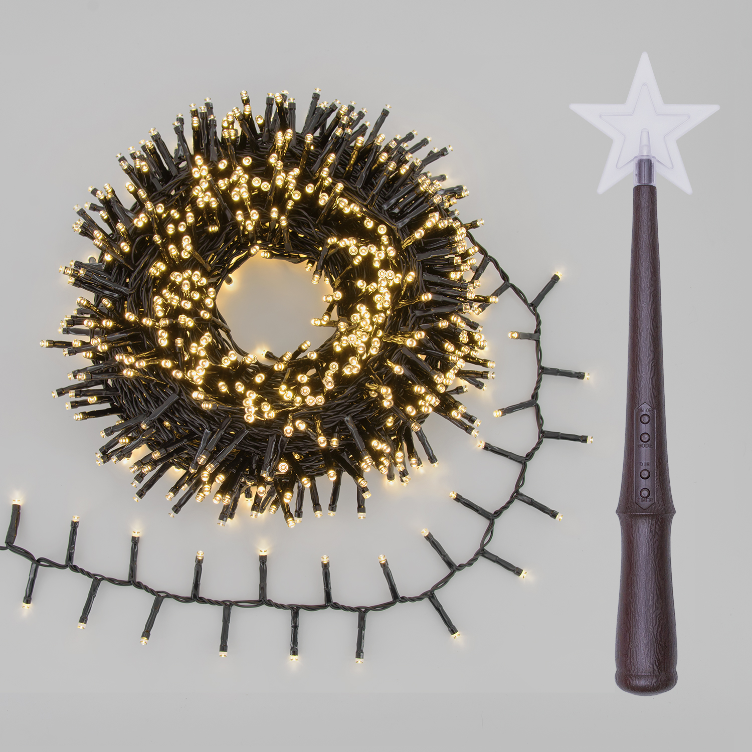 Catena Nastro di luce 20 m, 1000 Led bianco caldo, cavo verde