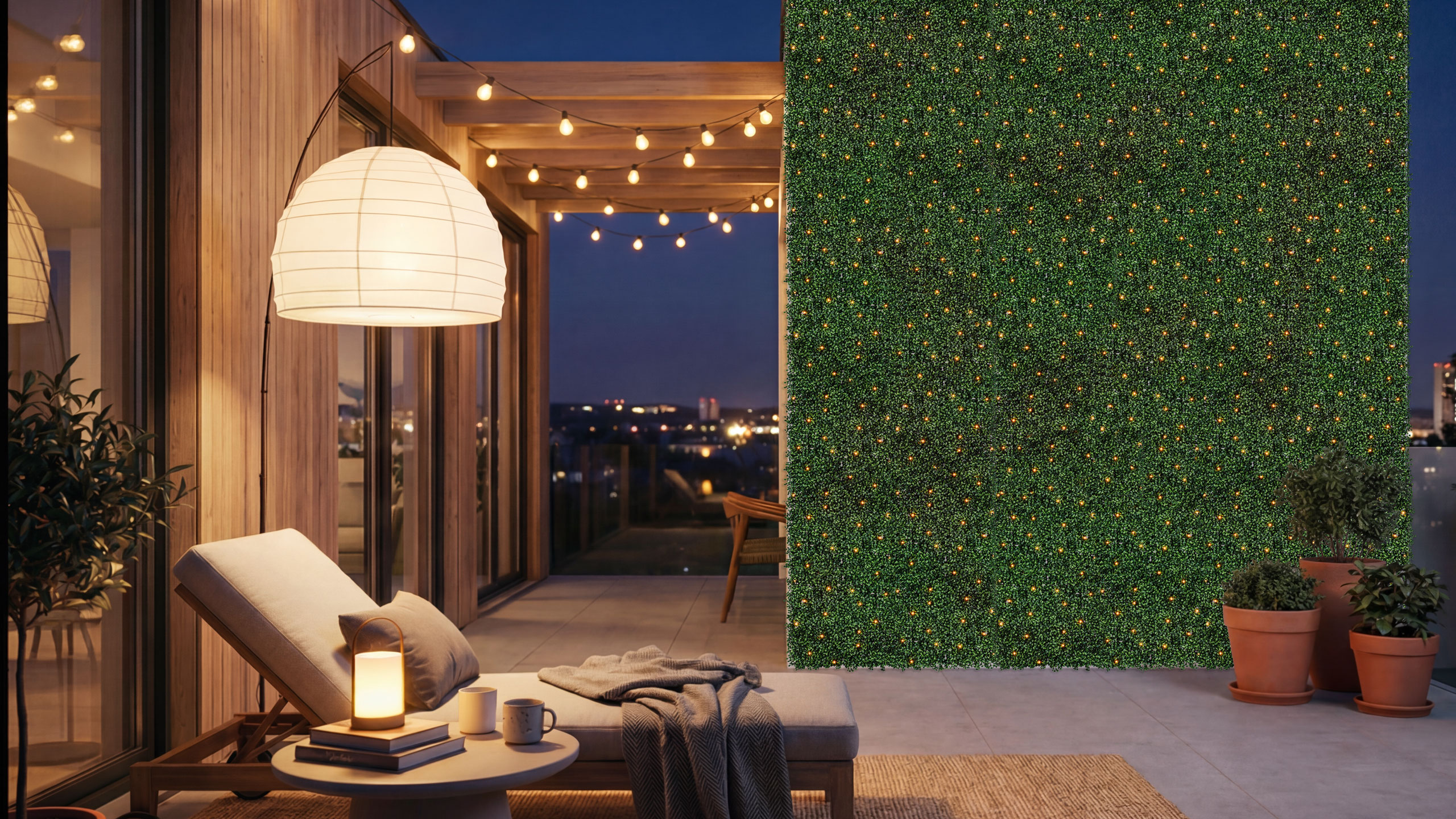 Green Wall Light installato in un ambiente esterno