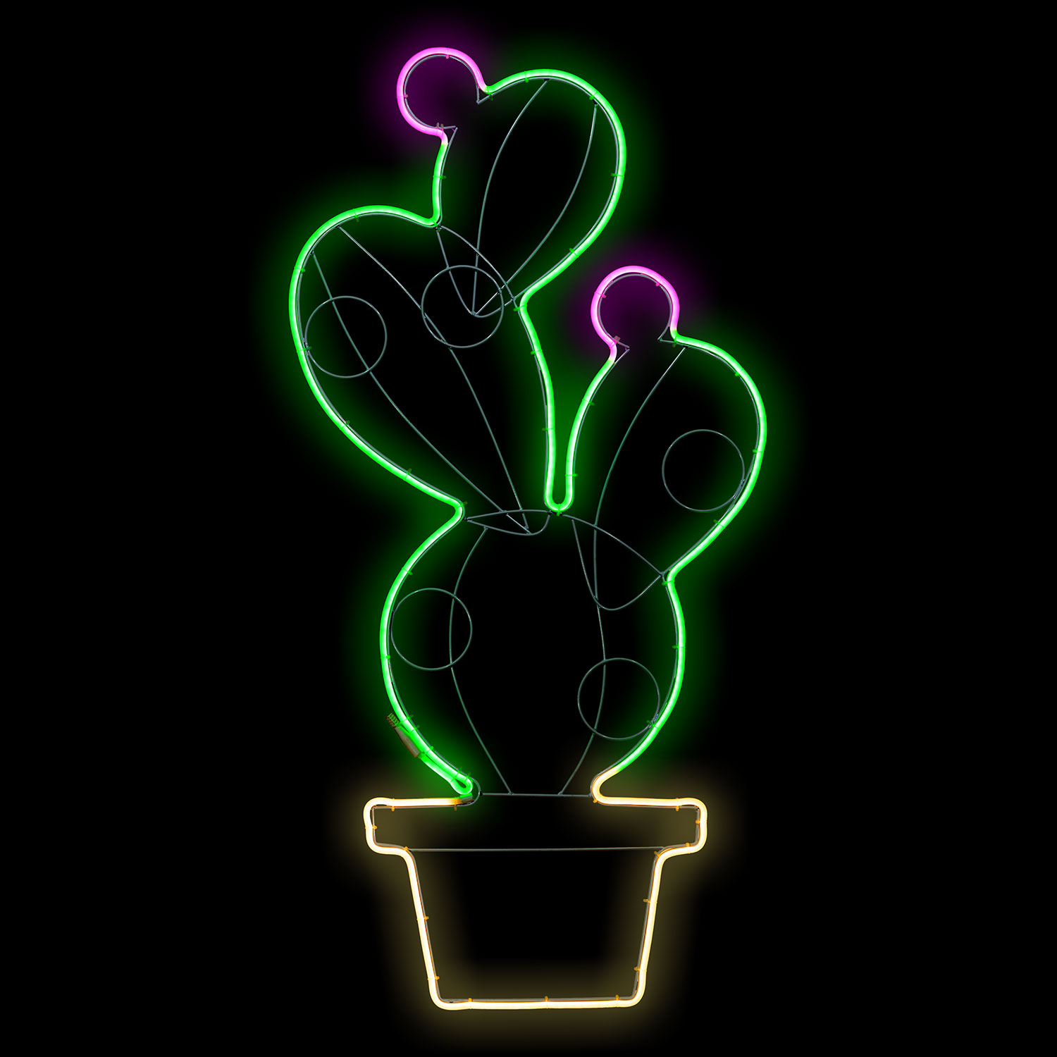 Potted Prickly Pear Neon Lights SMD, h. 117 cm, Warm White Green and Pink Leds 4 Potted Prickly Pear Neon Lights SMD, h. 117 cm, Warm White Green and Pink Leds 4