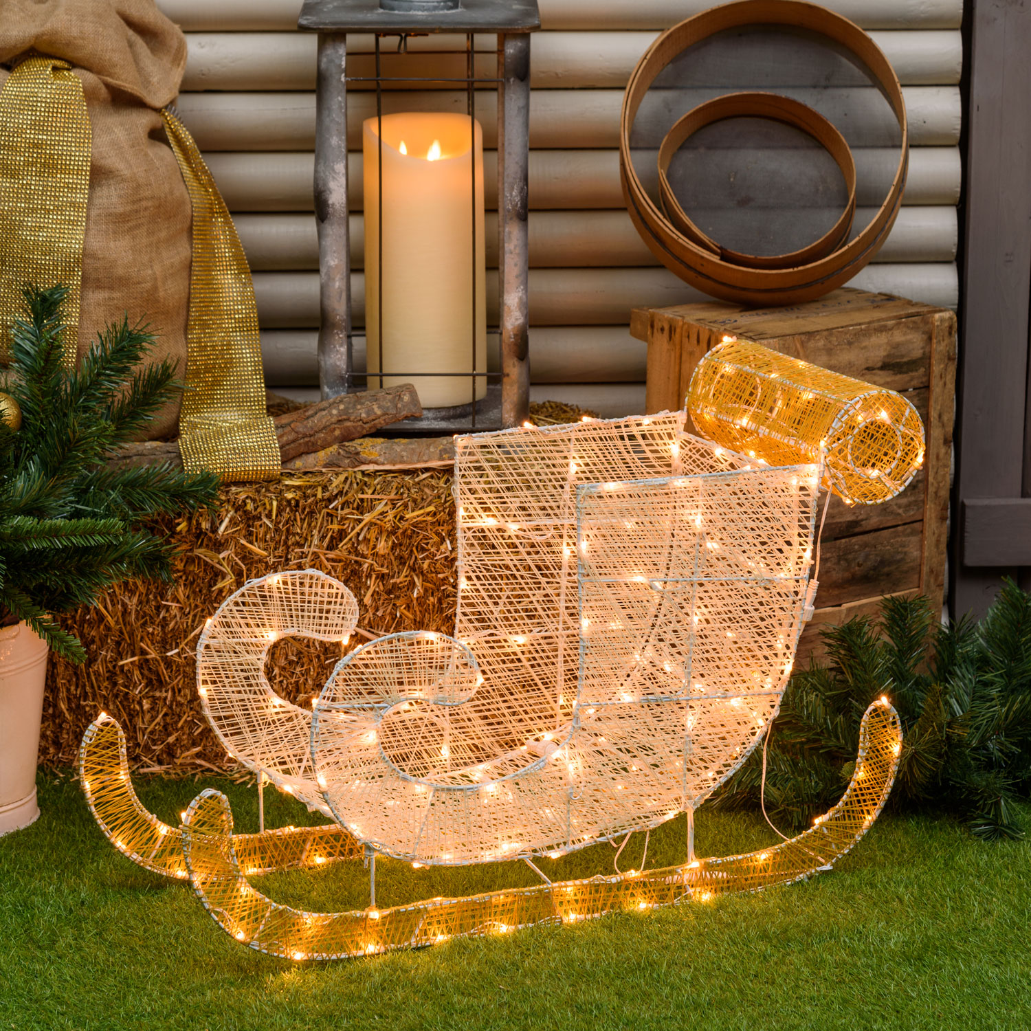 Slitta 3D Light Cream & Brown h 54 cm, 180 led bianco extra caldo Slitta 3D Light Cream & Brown h 54 cm, 180 led bianco extra caldo