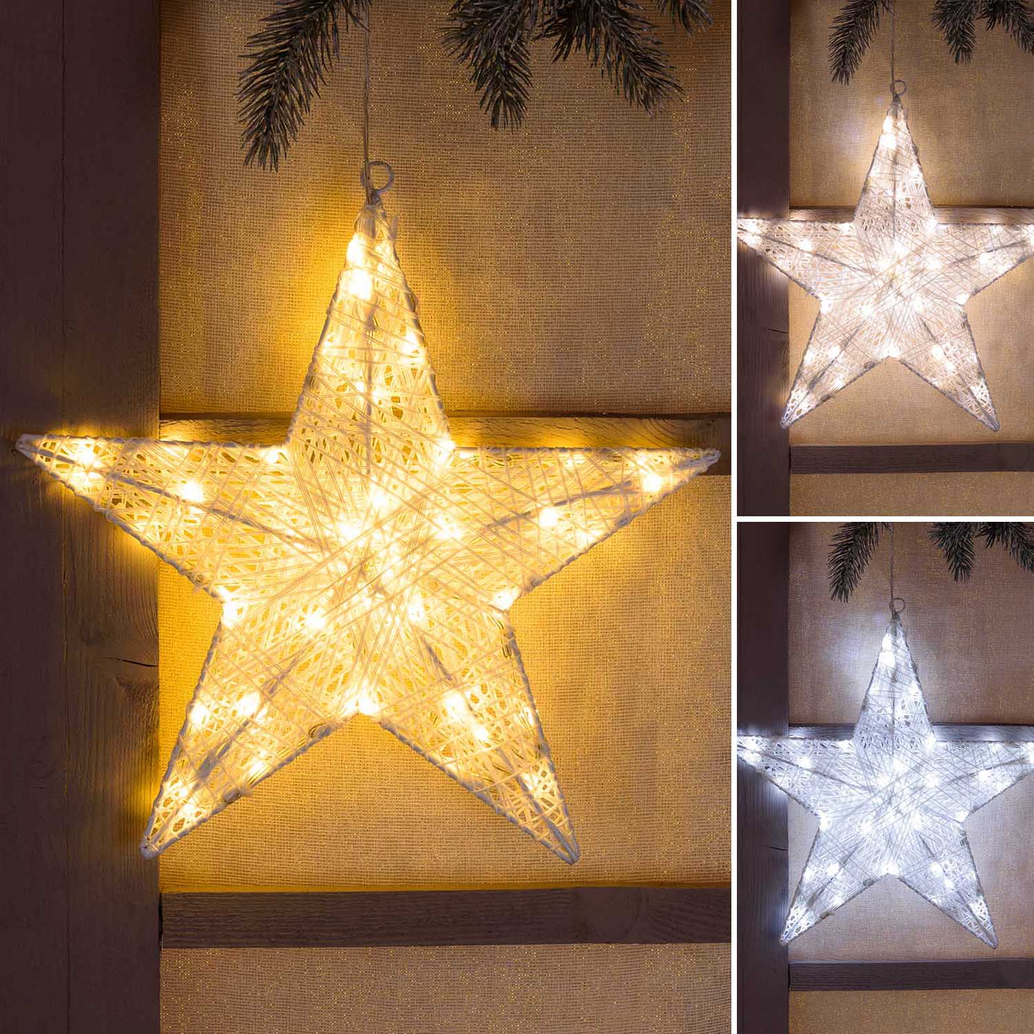 Étoile Blanche 3D Ø 35 cm, aux deux couleurs LED blanc chaud et froid Étoile Blanche 3D Ø 35 cm, aux deux couleurs LED blanc chaud et froid