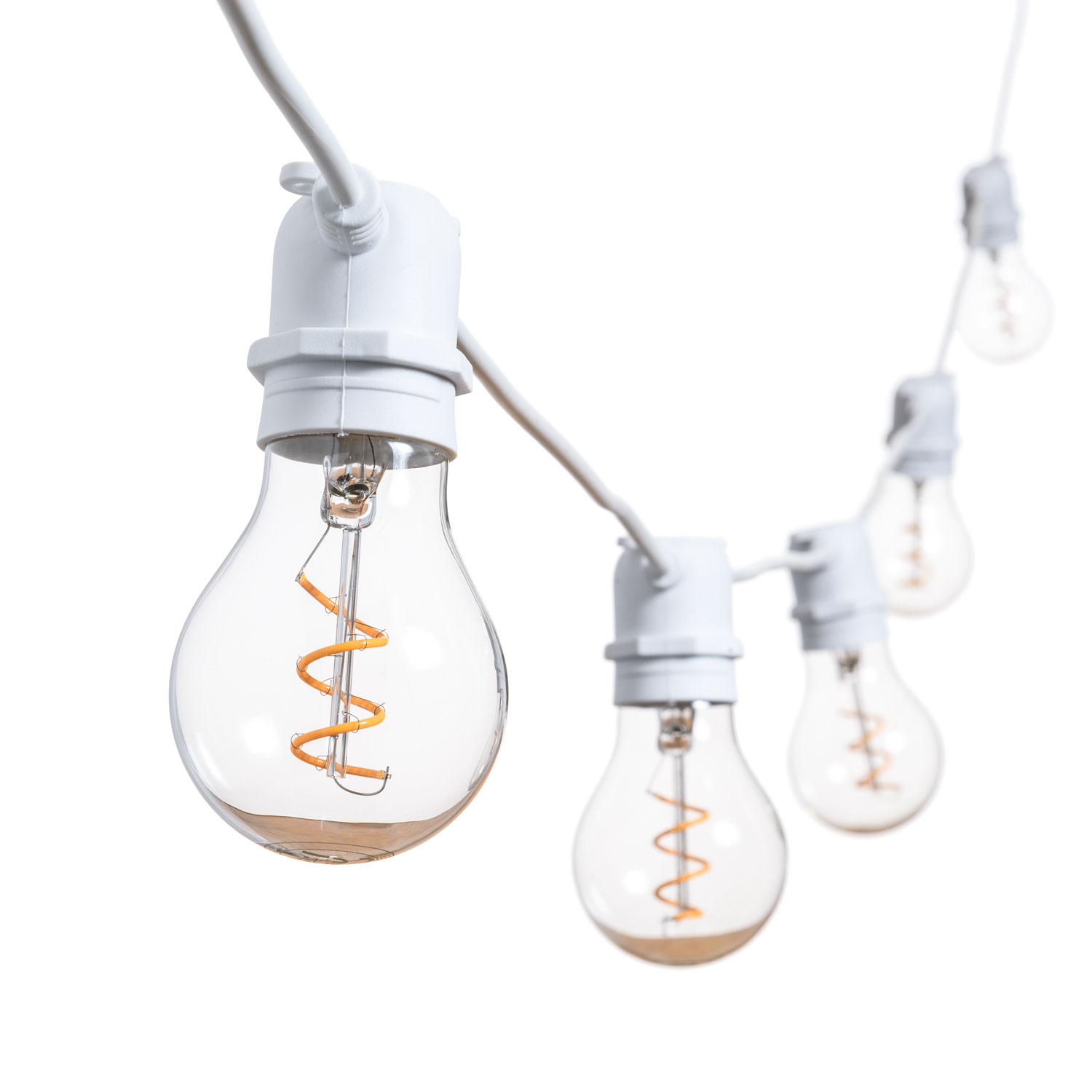 Catena 5 m, 10 lampadine goccia Ø 60 mm, led bianco caldo a spirale, prolungabile 2 Catena 5 m, 10 lampadine goccia Ø 60 mm, led bianco caldo a spirale, prolungabile 2