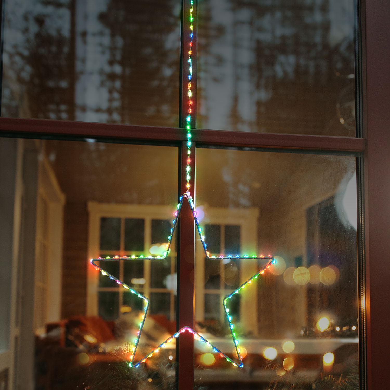 Stern aus weißem Metall Ø 35 cm, 113 Micro LEDs RGB farbwechselnd Stern aus weißem Metall Ø 35 cm, 113 Micro LEDs RGB farbwechselnd