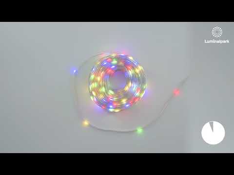 Guirlande 20 m, 200 Gouttes de Lumière Dual Color, led blanc chaud et multicolor, câble transparent 2