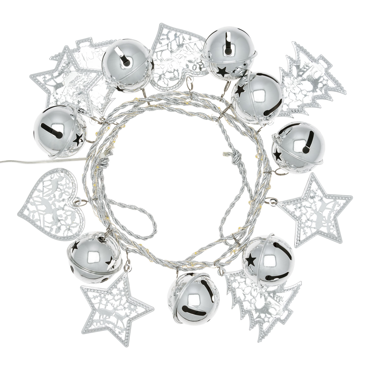 Deko-Lichterkette silberfarben Glöckchen 50mm, 36 MicroLEDs warmweiß 3 Deko-Lichterkette silberfarben Glöckchen 50mm, 36 MicroLEDs warmweiß 3