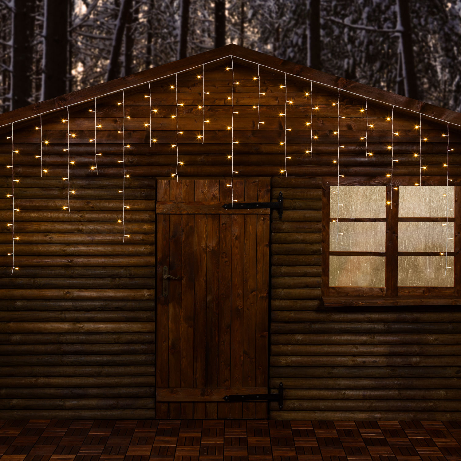 LED-Eiszapfen-Lichterkette 5 x h 1 m, 182 Leds warmweiß 3 LED-Eiszapfen-Lichterkette 5 x h 1 m, 182 Leds warmweiß 3