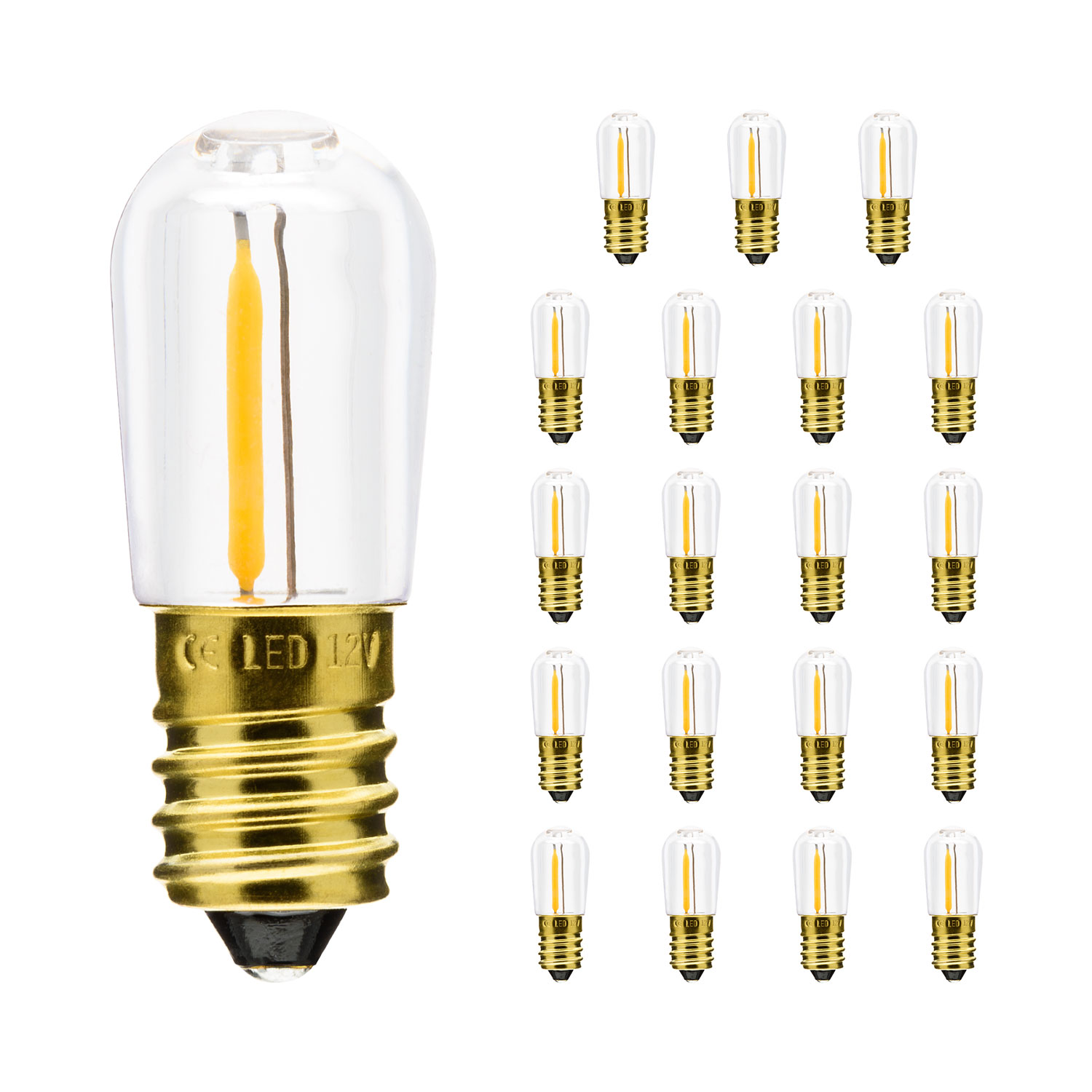 Lot de 20 ampoules filament led blanc chaud E14 3 Lot de 20 ampoules filament led blanc chaud E14 3