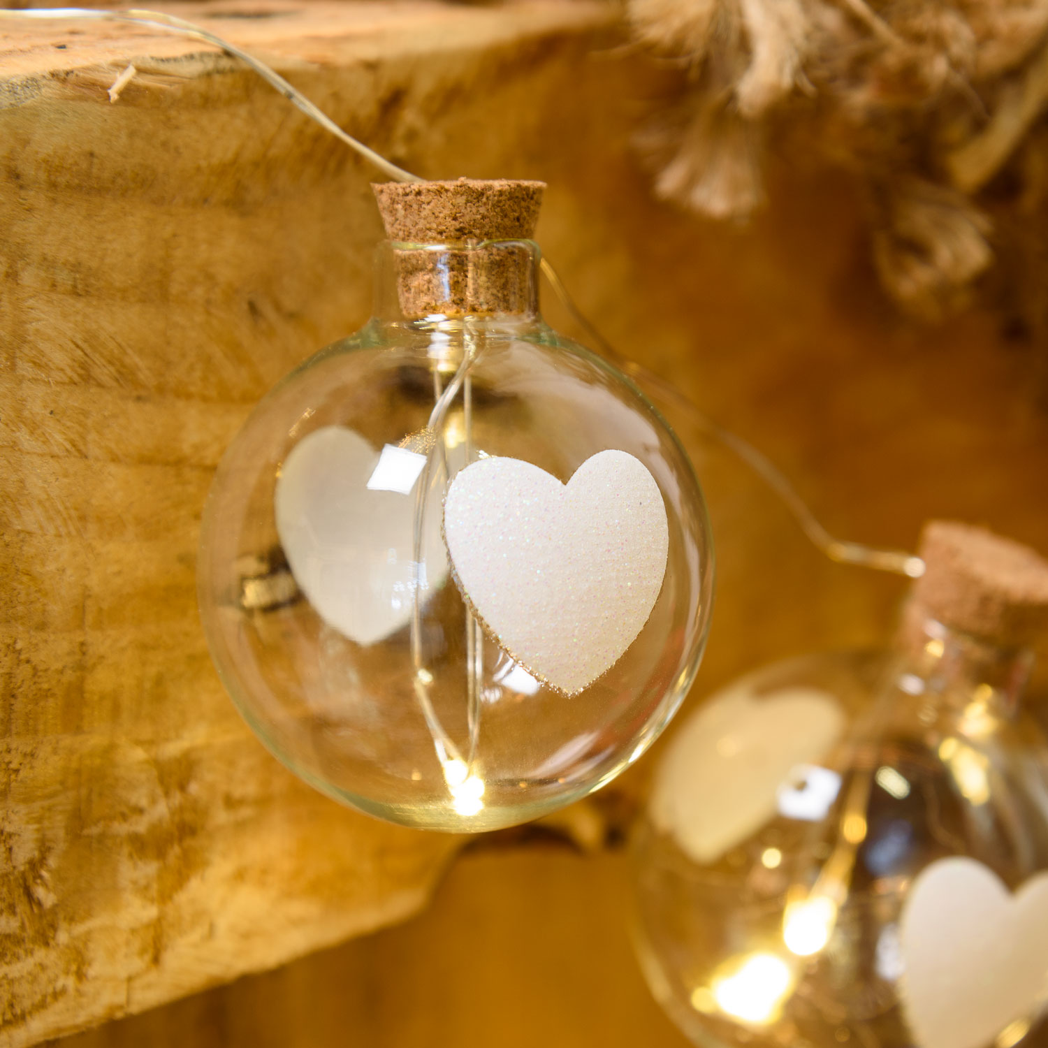 1,2m, 12 Glass Spheres with Hearts Battery String Lights, Ø 40mm, Warm WhiteLEDs 7 1,2m, 12 Glass Spheres with Hearts Battery String Lights, Ø 40mm, Warm WhiteLEDs 7