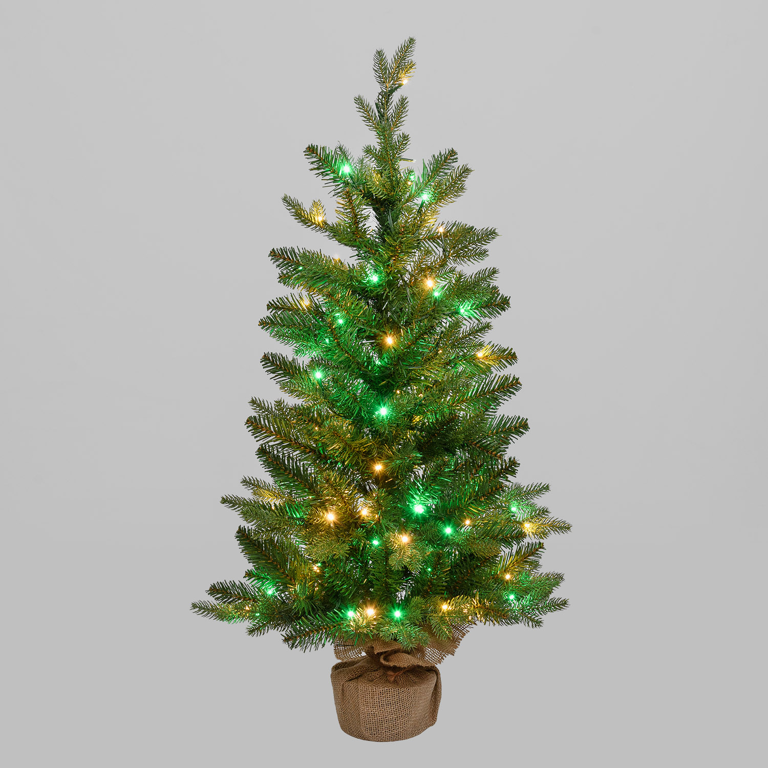 Alpenbaum aus künstlichem Tannengrün mit Jutesockel, 90 cm, 180 integrierte Multicolor-Mini-LEDs 8