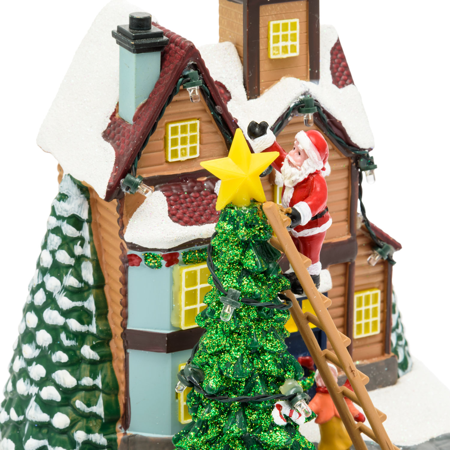 Christmas Village, Christmas Tree and Santa on Ladder, Miniature Train h 21.5 cm, with Christmas Music 6 Christmas Village, Christmas Tree and Santa on Ladder, Miniature Train h 21.5 cm, with Christmas Music 6