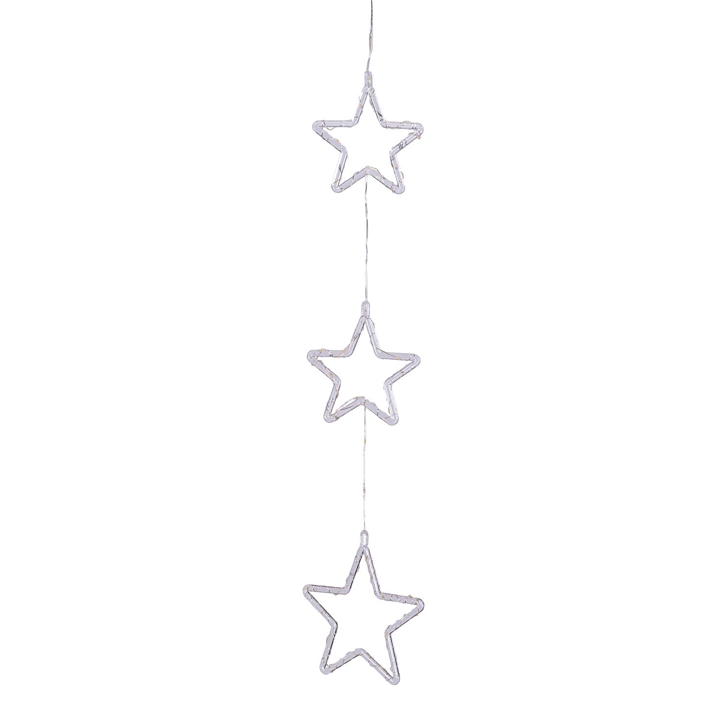 3 estrellas Crystal colgantes a pilas, 60 cm, 50 Microled blanco cálido, uso interior 2