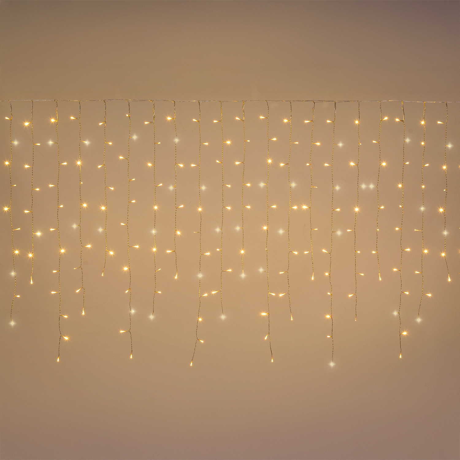 Stalattite 3 x h 0,96 m, 360 miniled bianco caldo, cavo trasparente