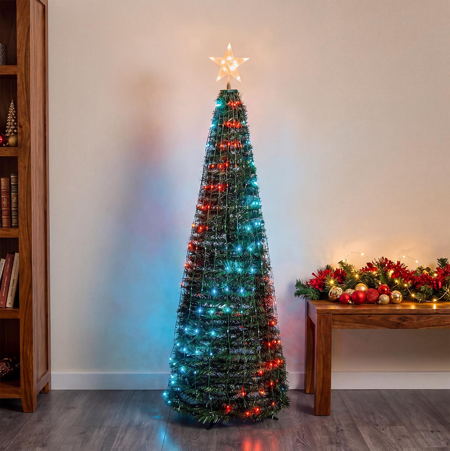 h.180 cm Folding Green Cone Artificial Lighted Christmas Tree