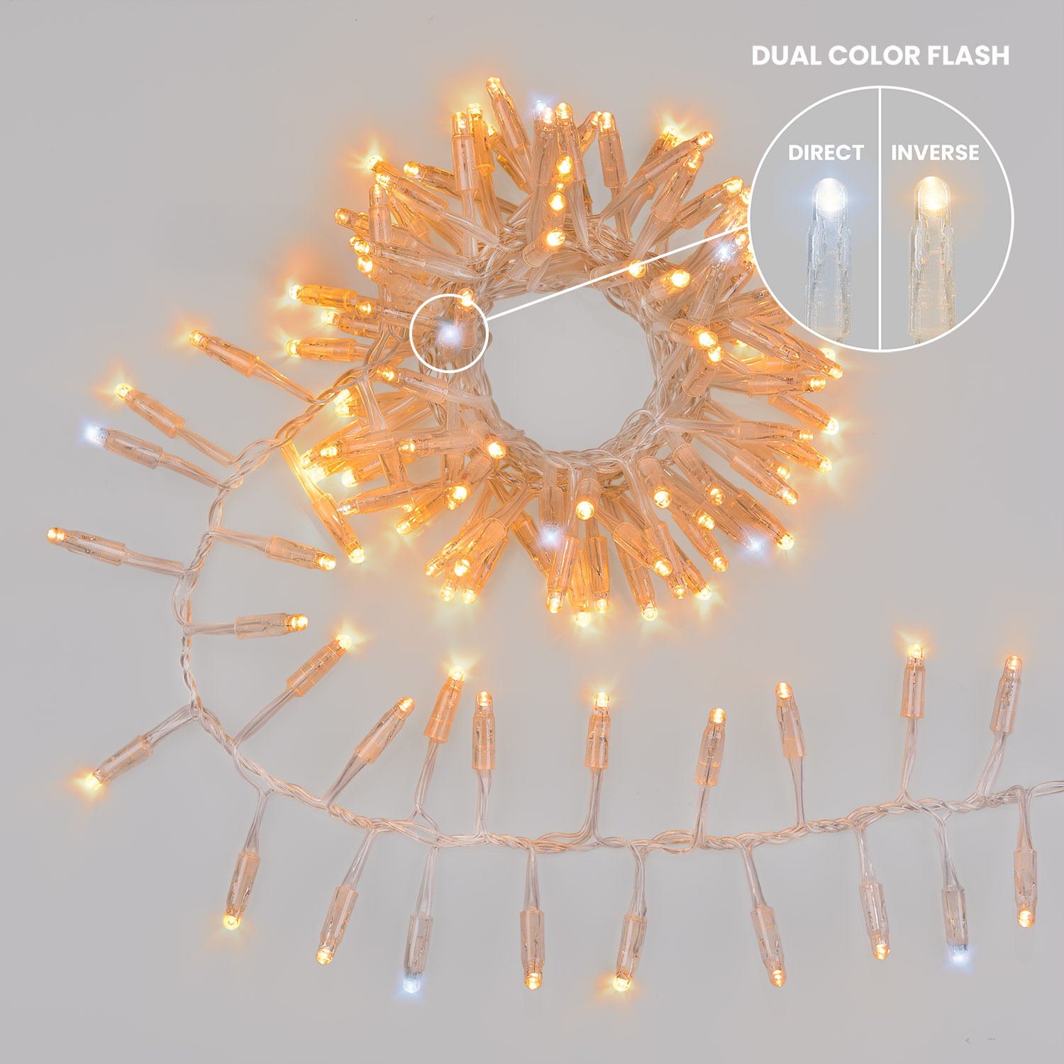 2,5m Connect ProLine 36V Cluster Lights, 120 warm white maxiLEDs, transparent cable