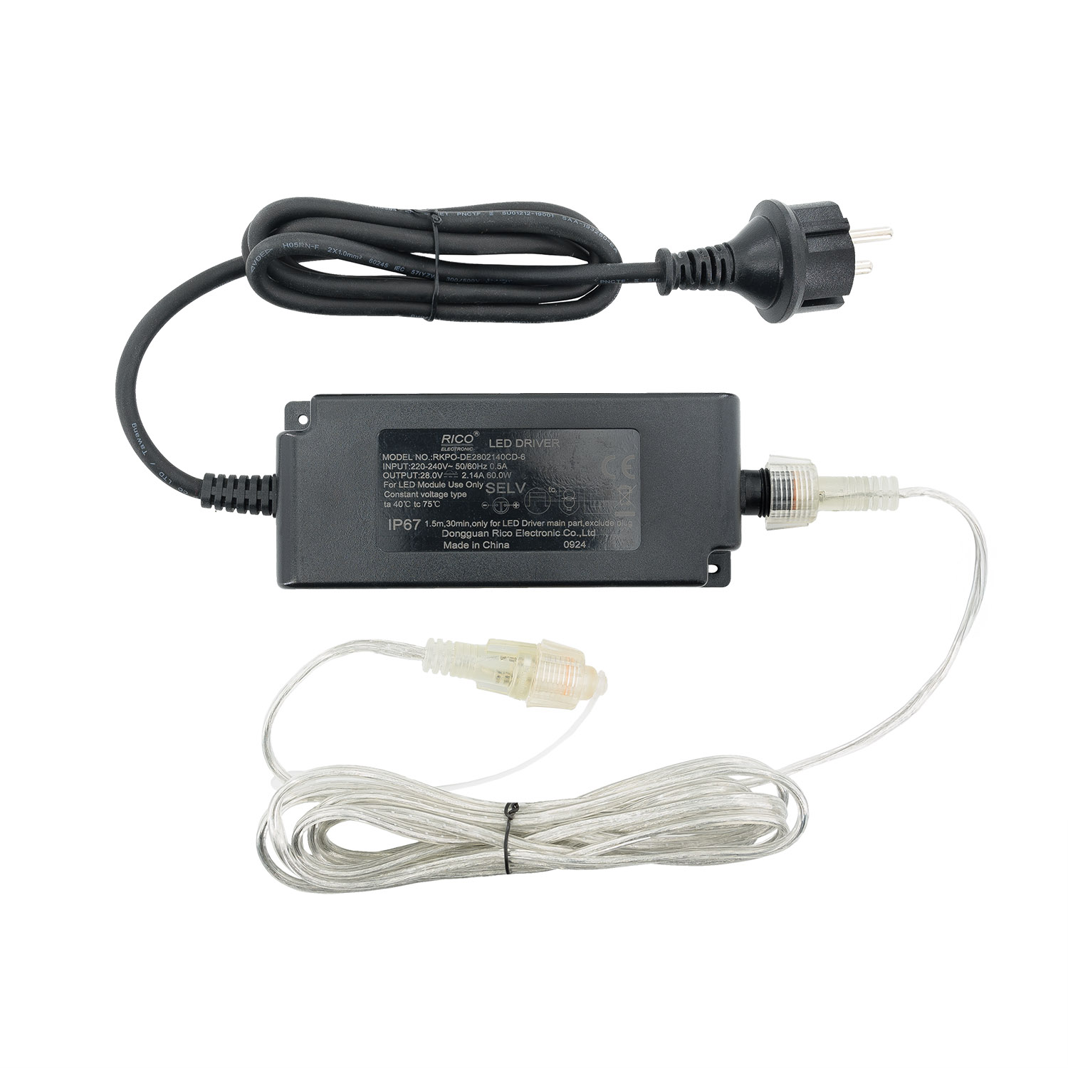 Trasformatore Connect+ fino a 4000 led, 60 Watt, cavo trasparente