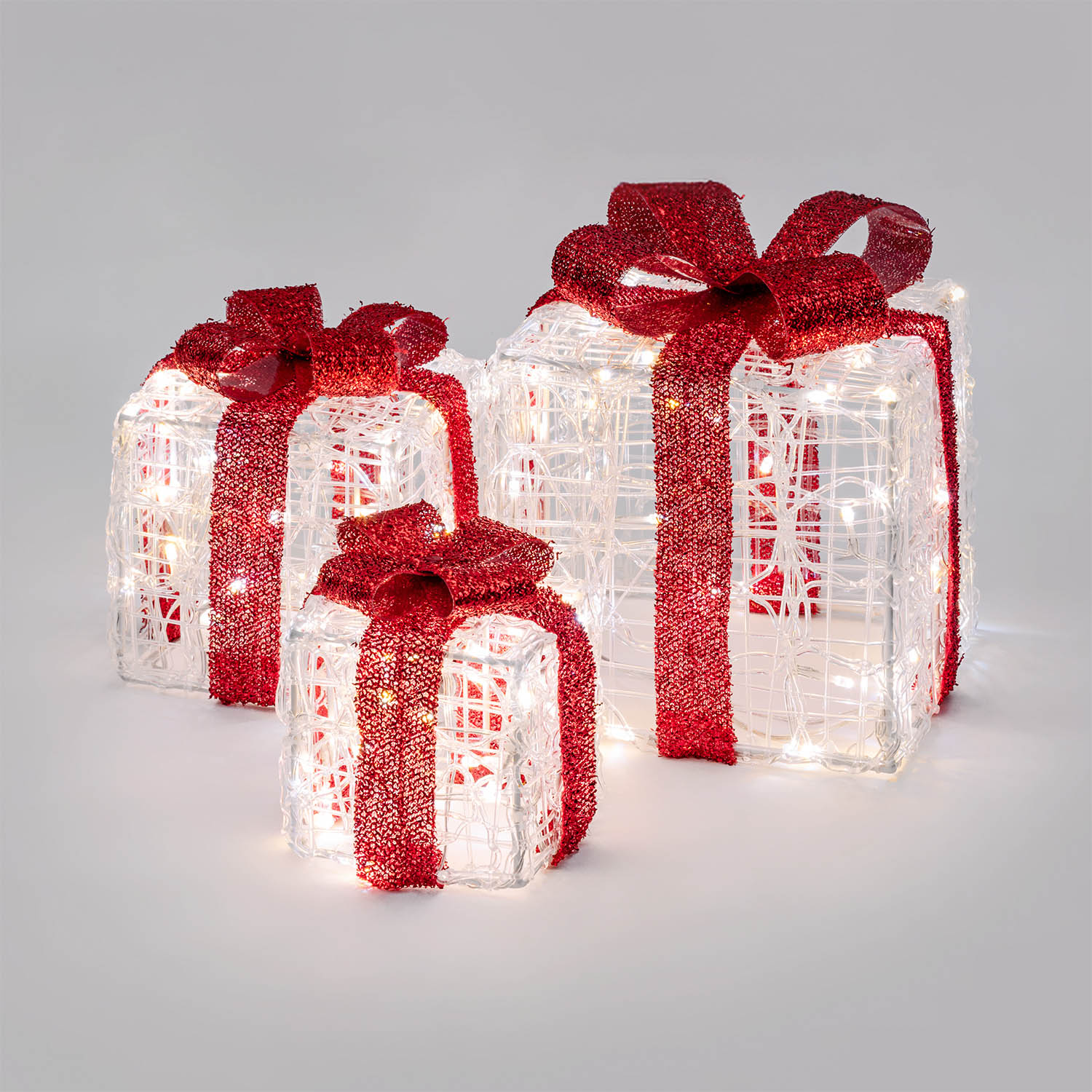 Set 3 Pacchi Regalo in acrilico, 120 Dual Color LED bianco caldo e bianco freddo  10