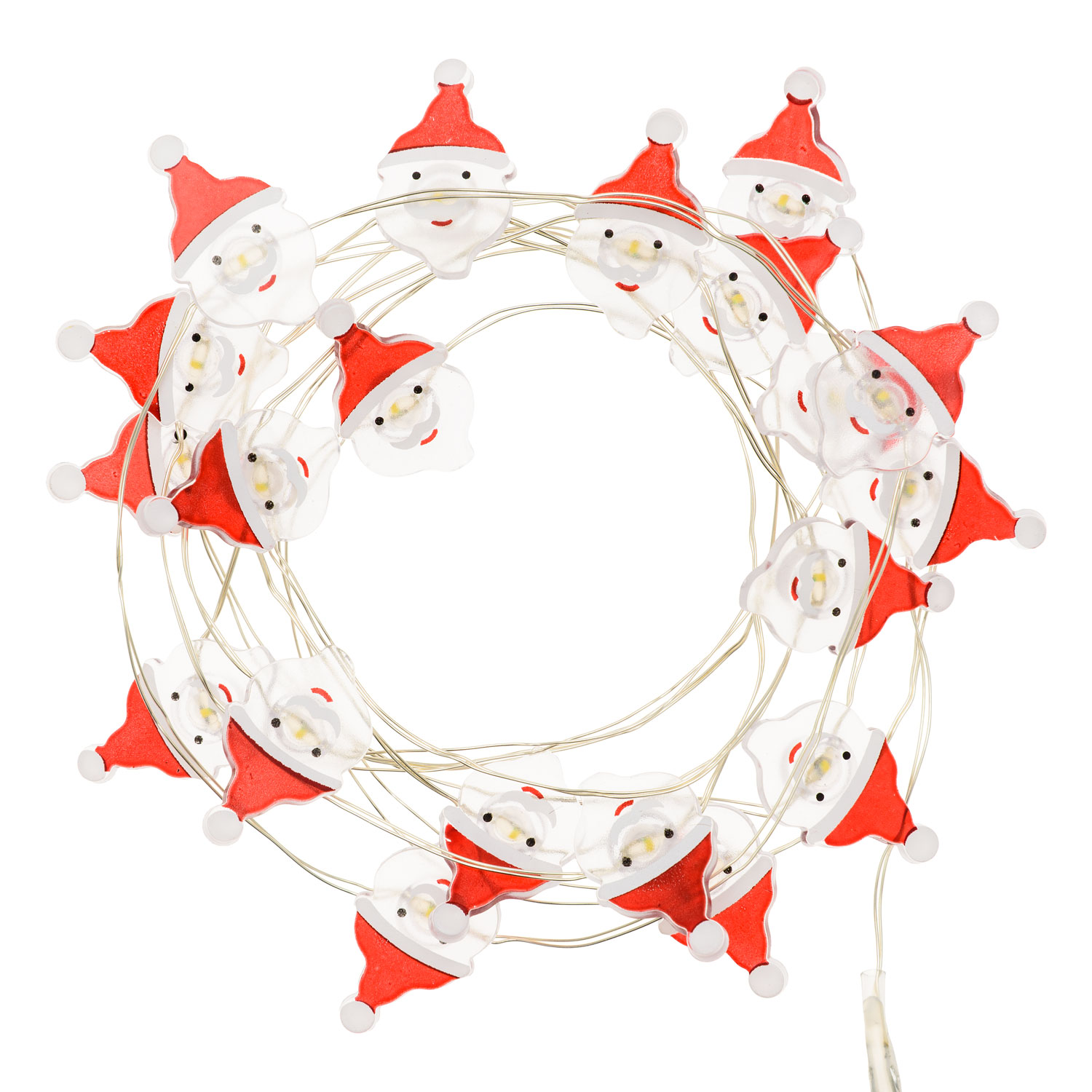 Catena luminosa di 20 babbi natale, microled bianco caldo 4 Catena luminosa di 20 babbi natale, microled bianco caldo 4