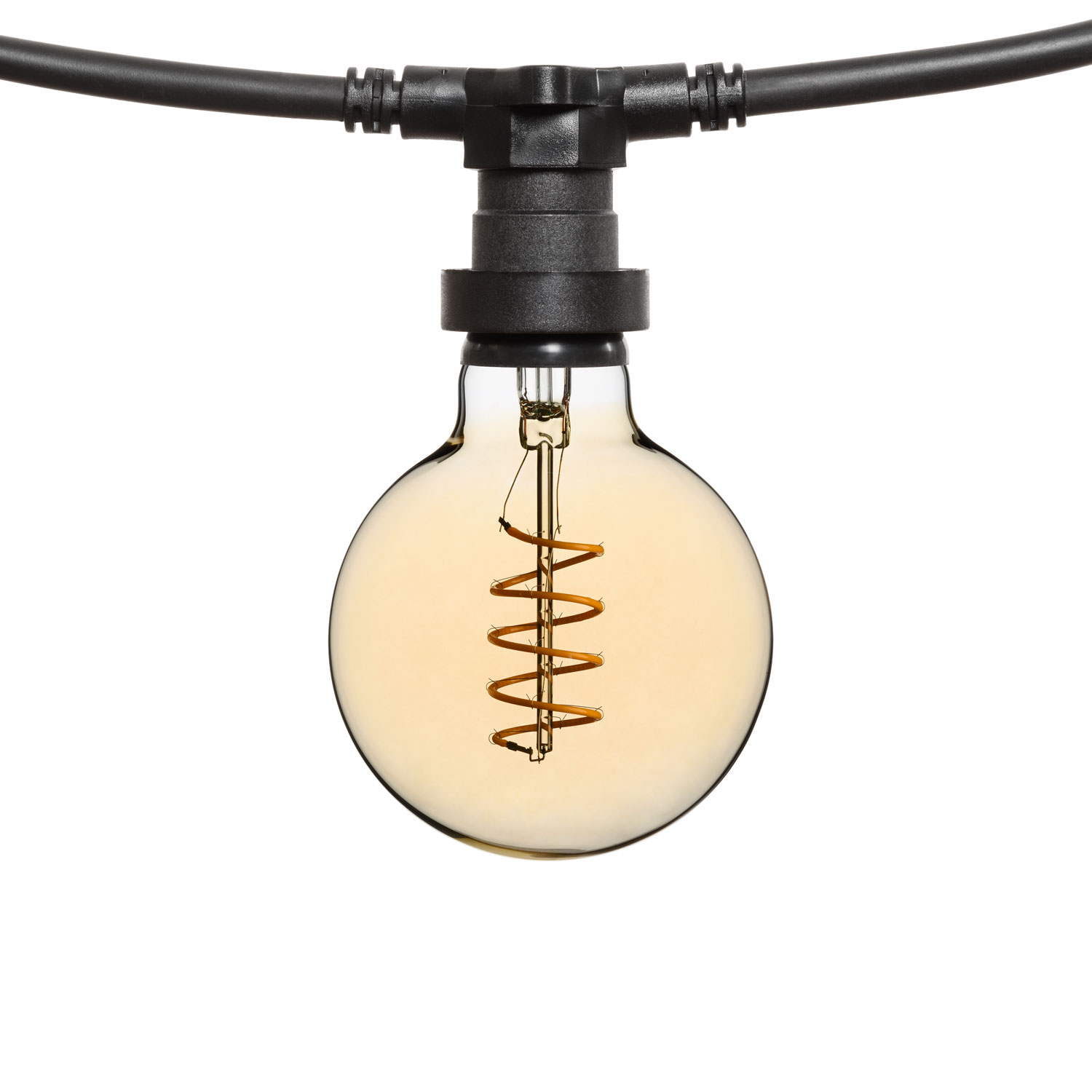 5m Lichterkette, 8 LED Globo Birnen 4 Watt Ø 95 mm, Spiral, schwarzes Kabel, erweiterbar 6 5m Lichterkette, 8 LED Globo Birnen 4 Watt Ø 95 mm, Spiral, schwarzes Kabel, erweiterbar 6