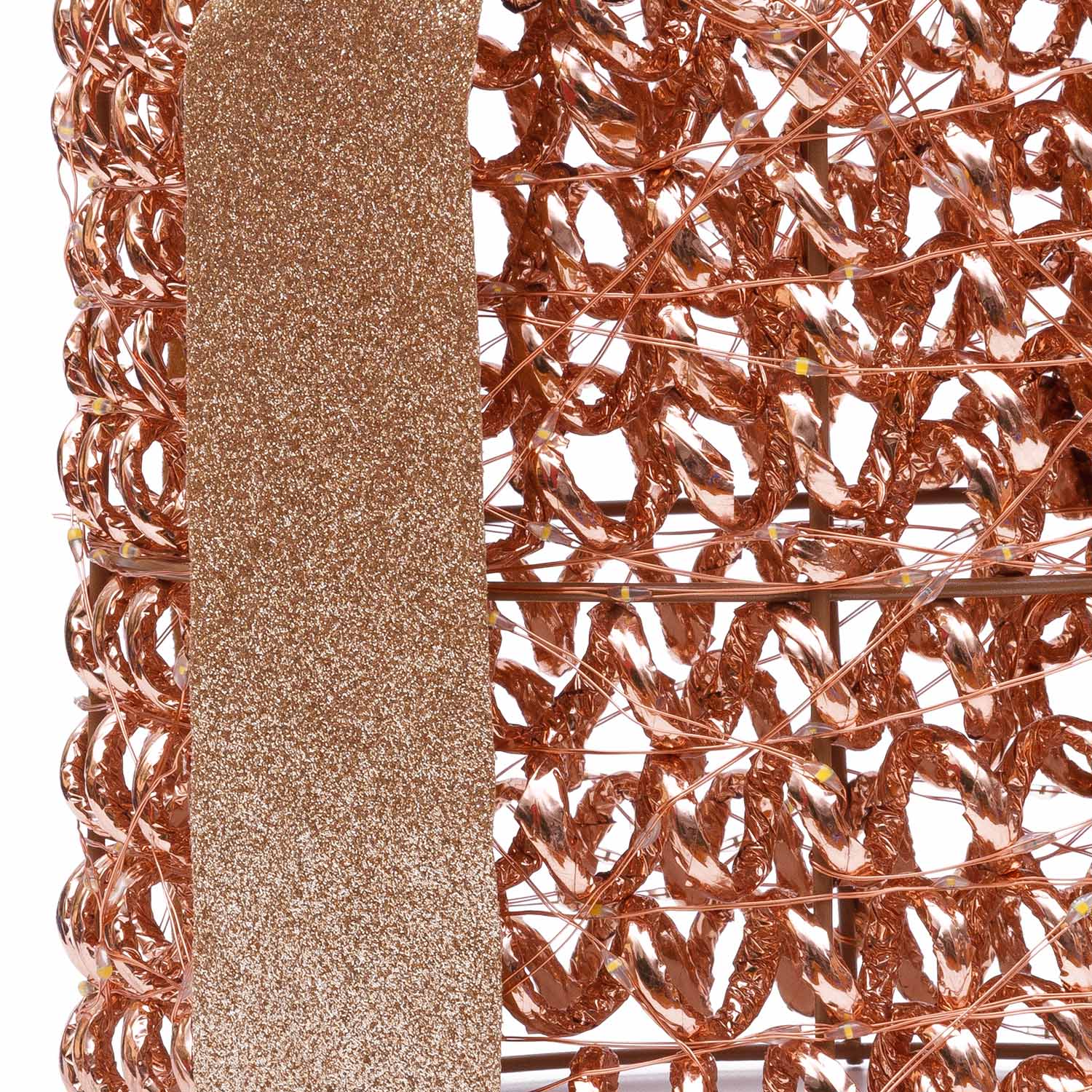 Set 3 Pacchi Regalo 3D Rose Gold, filo a spirale, forma cilindrica, led bianco caldo 3