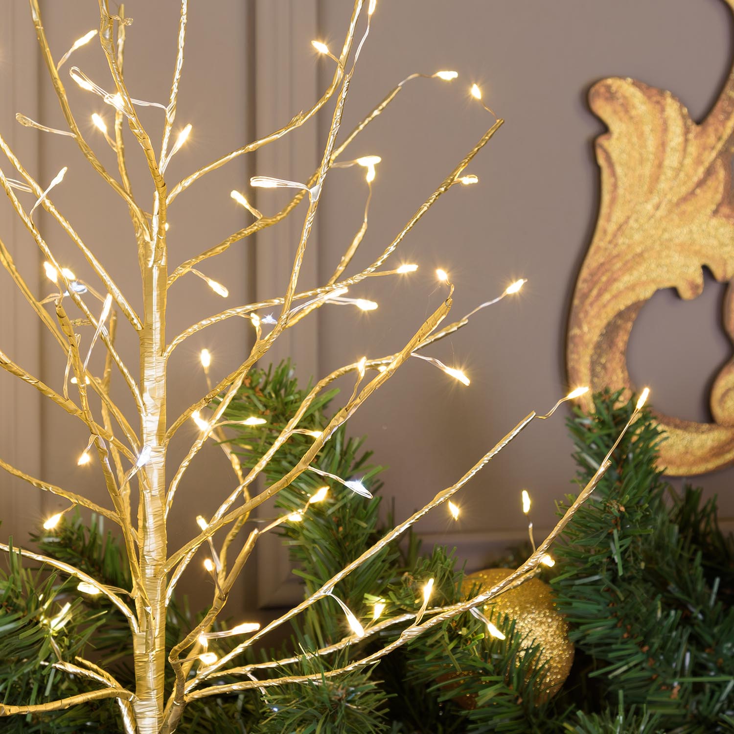 Lichtbaum Champagner 0,6 m, 160 warmweiße Mikro-LEDs und Kaltweiß, Innenbereich 3 Lichtbaum Champagner 0,6 m, 160 warmweiße Mikro-LEDs und Kaltweiß, Innenbereich 3