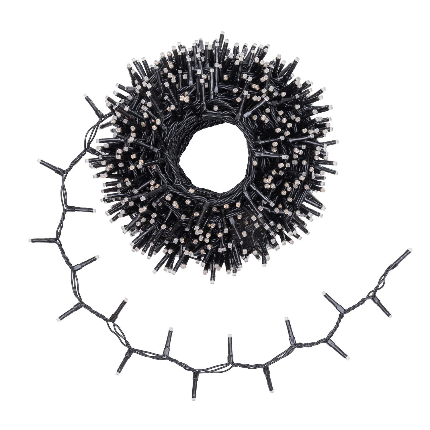 Catena 30 m, 1000 miniled bianco caldo e bianco extra caldo, cavo nero 2