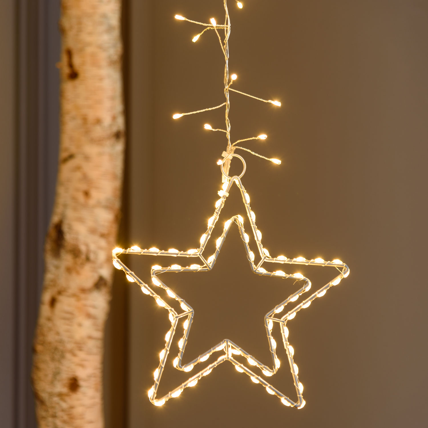 Eisregen-Lichterkette 3 Sterne 2 x h 0,9 m, 392 MicroLEDs warmweiß 6 Eisregen-Lichterkette 3 Sterne 2 x h 0,9 m, 392 MicroLEDs warmweiß 6