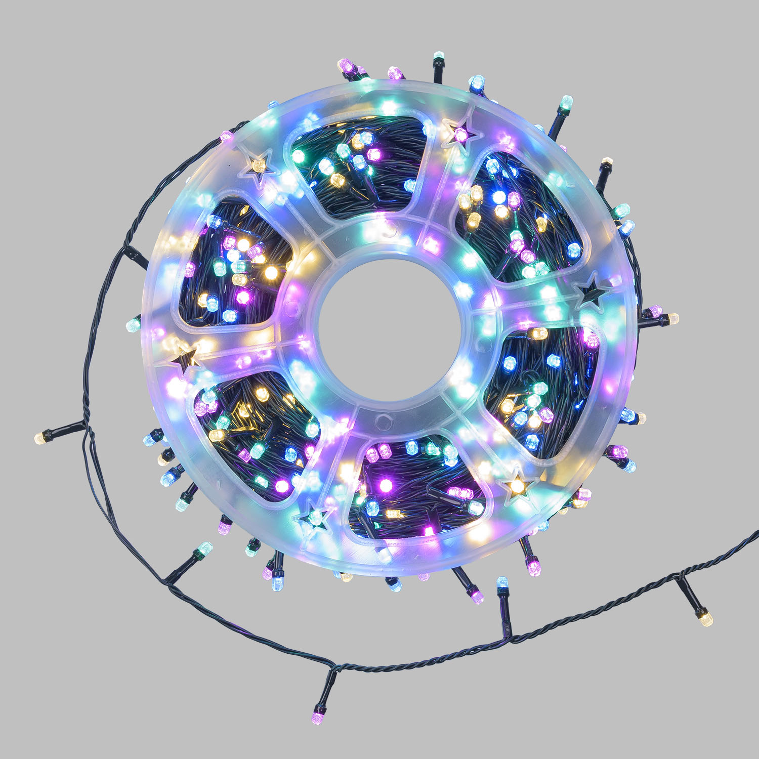 Catena 50 m, 500 led Diamante Bubble multi candy, cavo verde 2