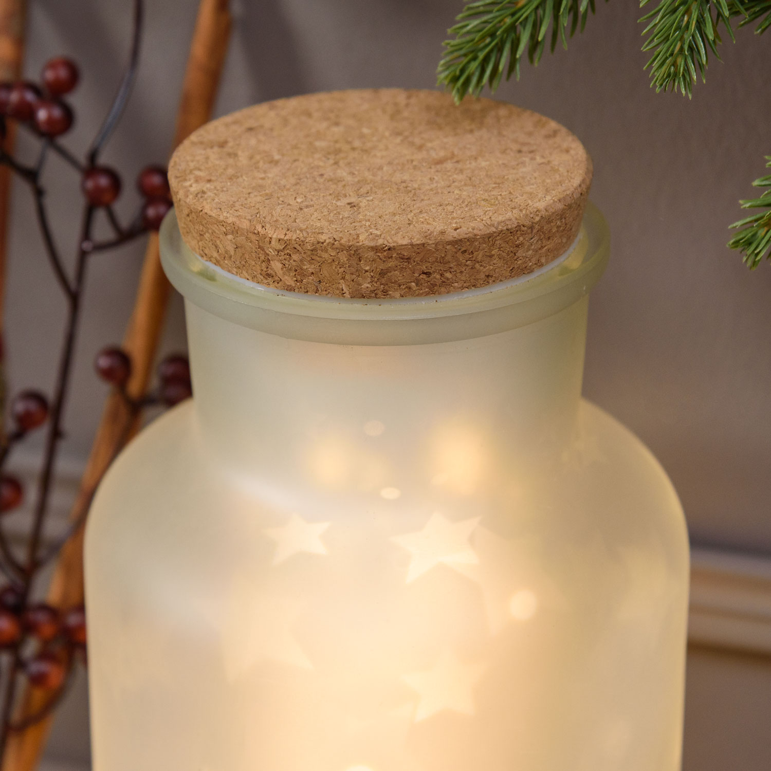 Botella Cúpula Magic con proyección rotatoria estrellas, 27 cm, led blanco cálido 6 Botella Cúpula Magic con proyección rotatoria estrellas, 27 cm, led blanco cálido 6