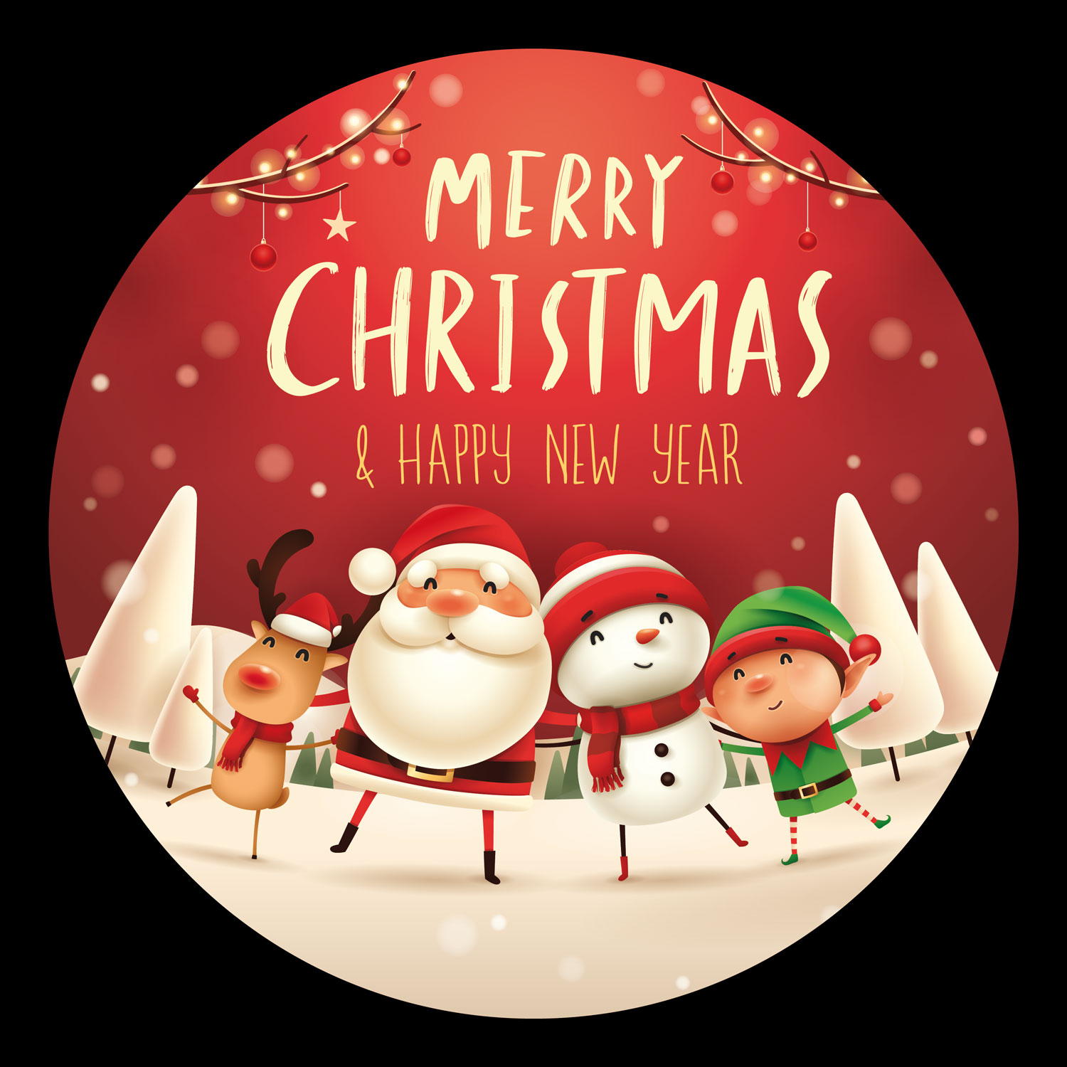 Gobo Babbo Natale con elfo e renna 1 Gobo Babbo Natale con elfo e renna 1