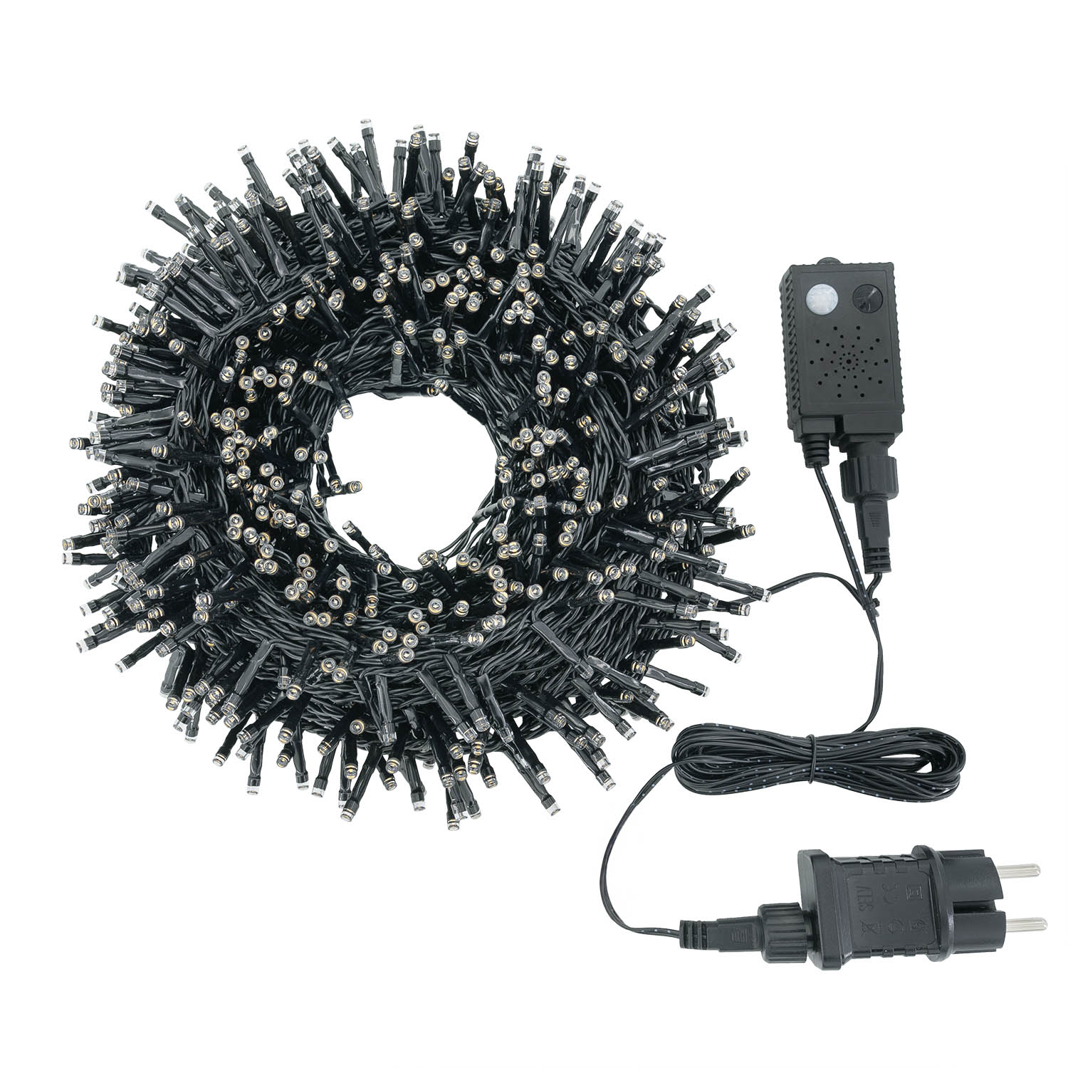 Lichterkette 20,5 m, mit Bewegungssensor, 1000 warmweiße Mini-LEDs, schwarzes Kabel 5