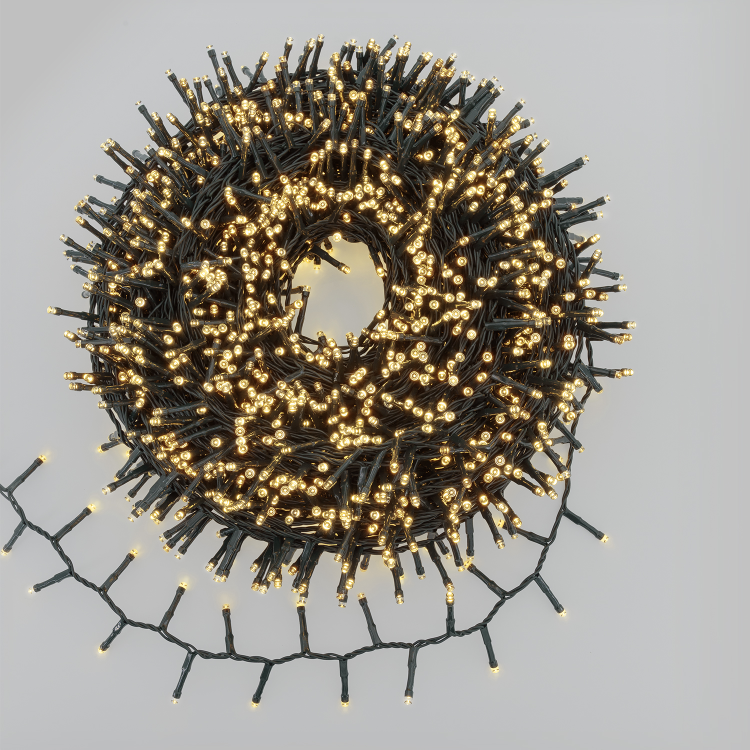 Catena Nastro di Luce 40 m, sensore di movimento, 2000 miniled bianco caldo, cavo nero