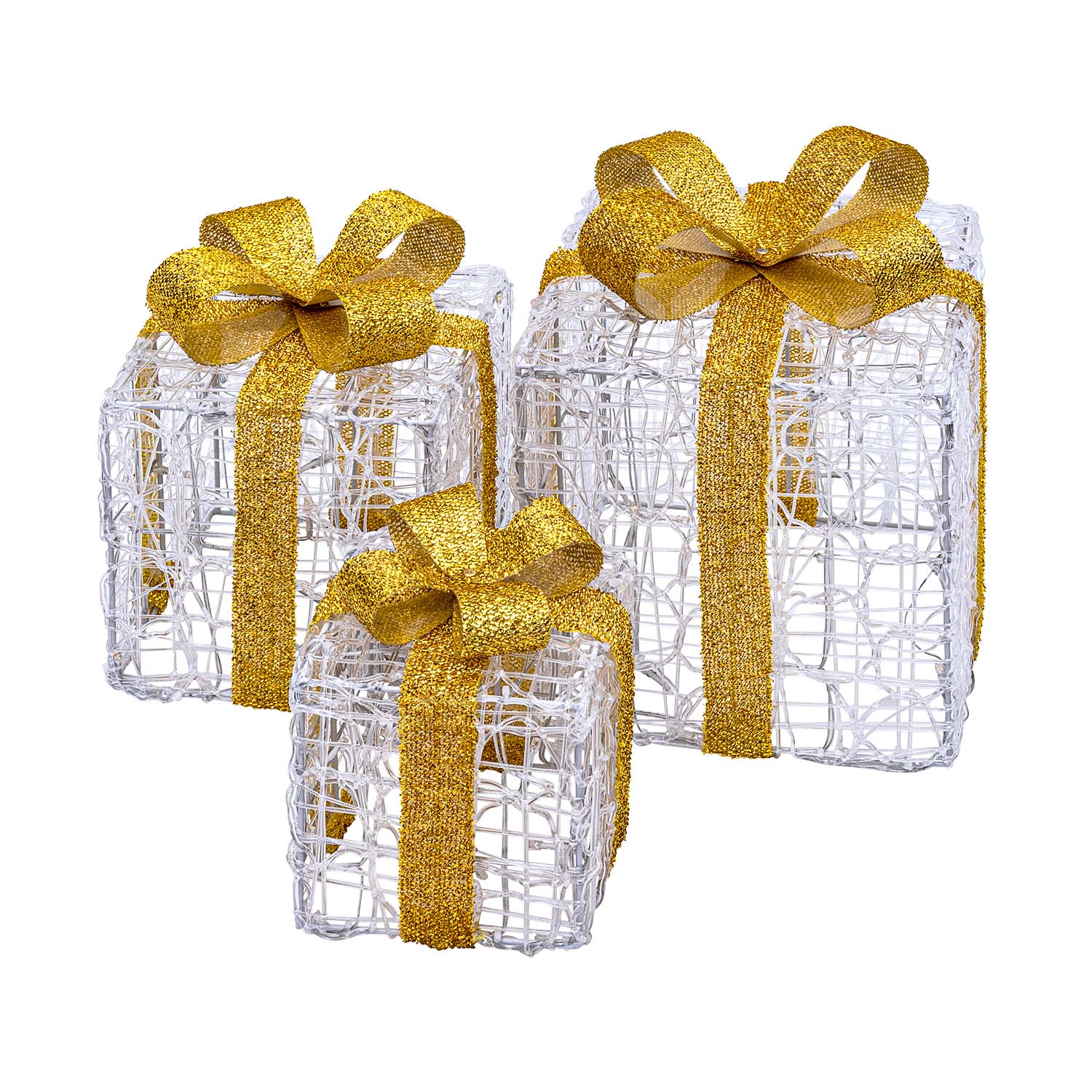 Set 3 Pacchi Regalo in acrilico, 150 Dual Color LED bianco caldo e bianco freddo  4