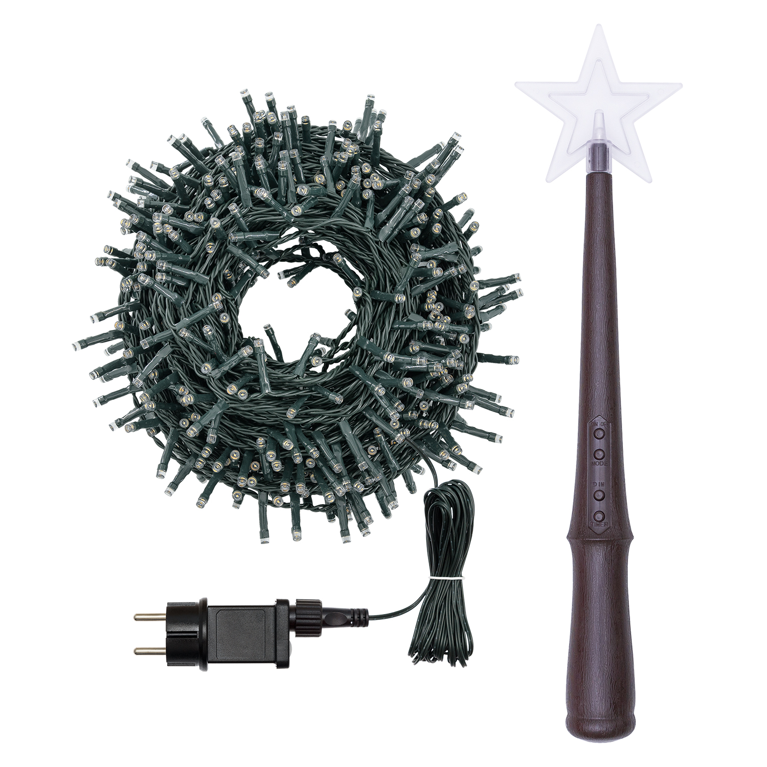 Catena Nastro di luce 20 m, 1000 Led bianco caldo, cavo verde 2