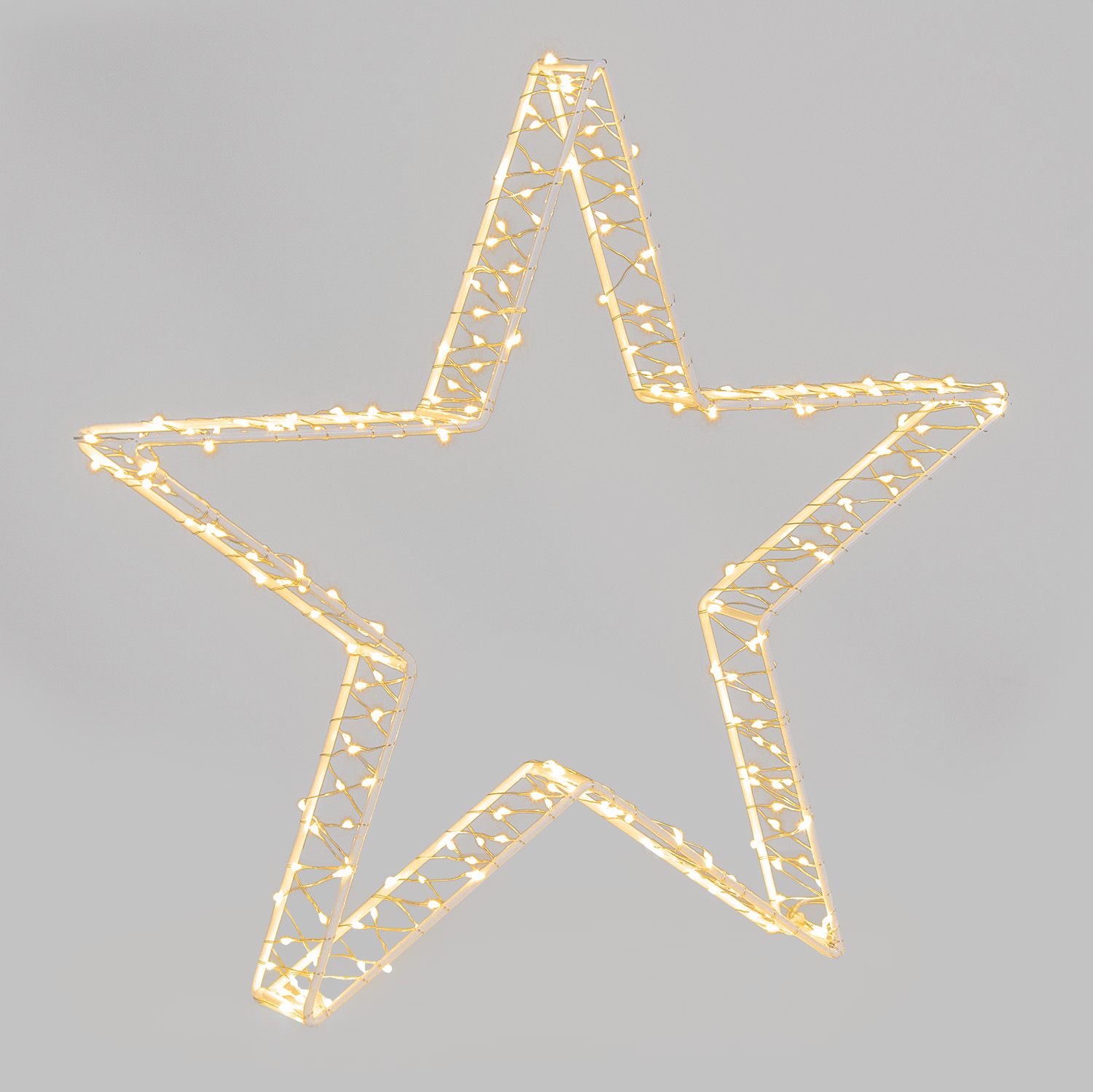 Étoile Blanche 3D Edge, Ø 37 cm, 240 MicroLED blanc chaud, câble en métal argenté Étoile Blanche 3D Edge, Ø 37 cm, 240 MicroLED blanc chaud, câble en métal argenté