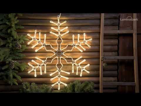 Flocon de neige en tube ultra lumineux 92 x 85 cm, led blanc chaud 2 Flocon de neige en tube ultra lumineux 92 x 85 cm, led blanc chaud 2