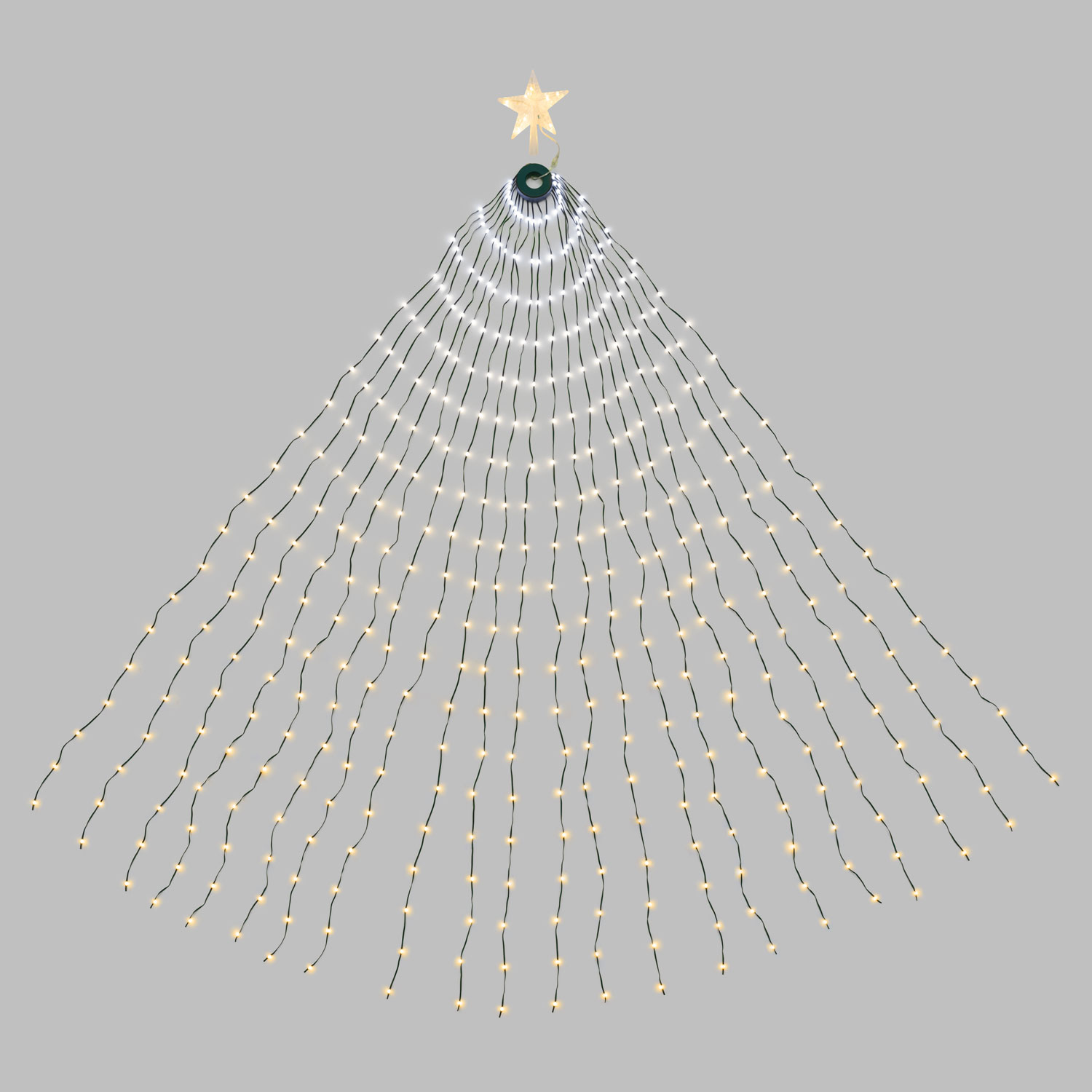 Baummantel, h. 195 cm, 440 LED Lichtperlen kalt- und warmweiß, grünes Kabel Baummantel, h. 195 cm, 440 LED Lichtperlen kalt- und warmweiß, grünes Kabel